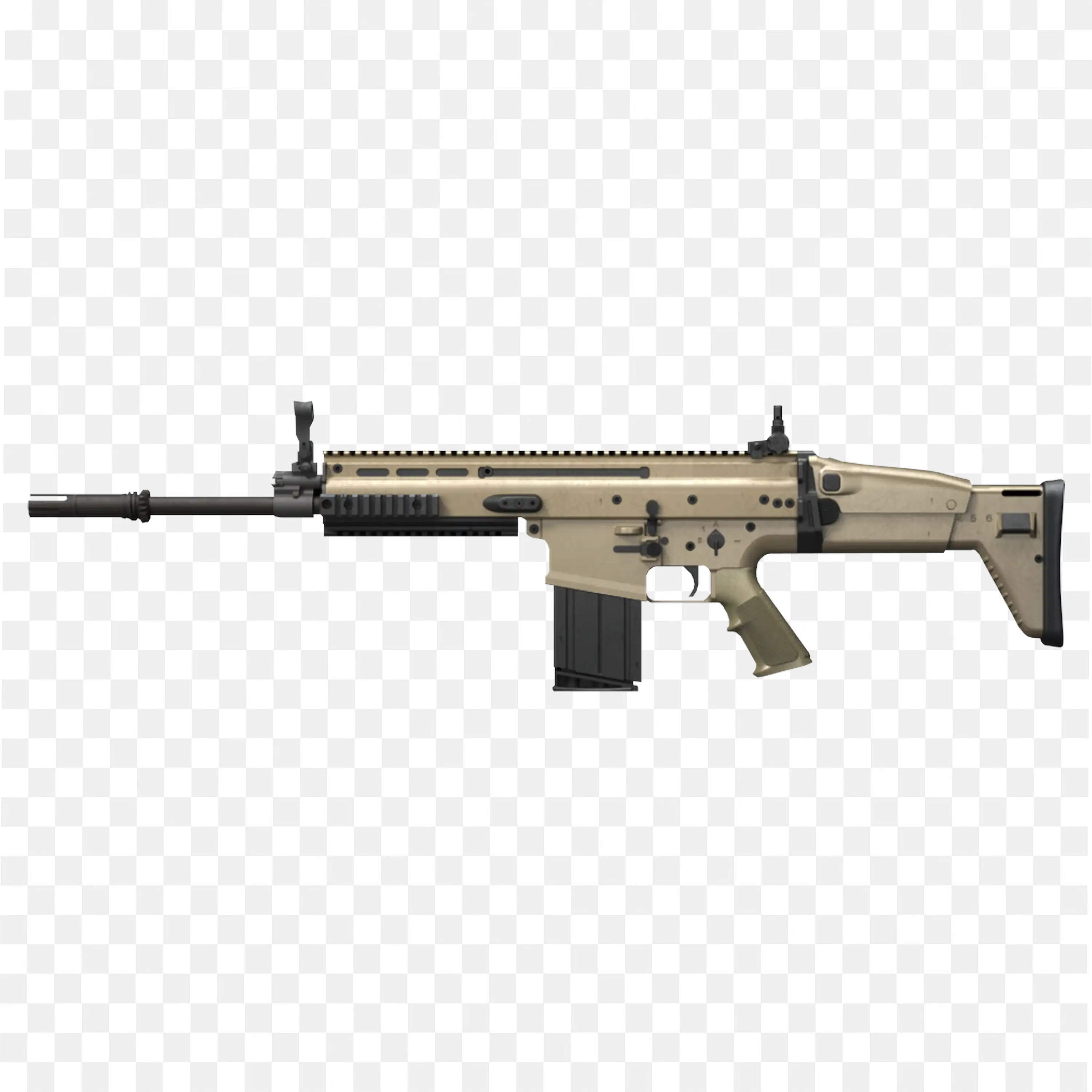 FN SCAR Rifle PNG Tactical Assault Gun Side View Transparent
