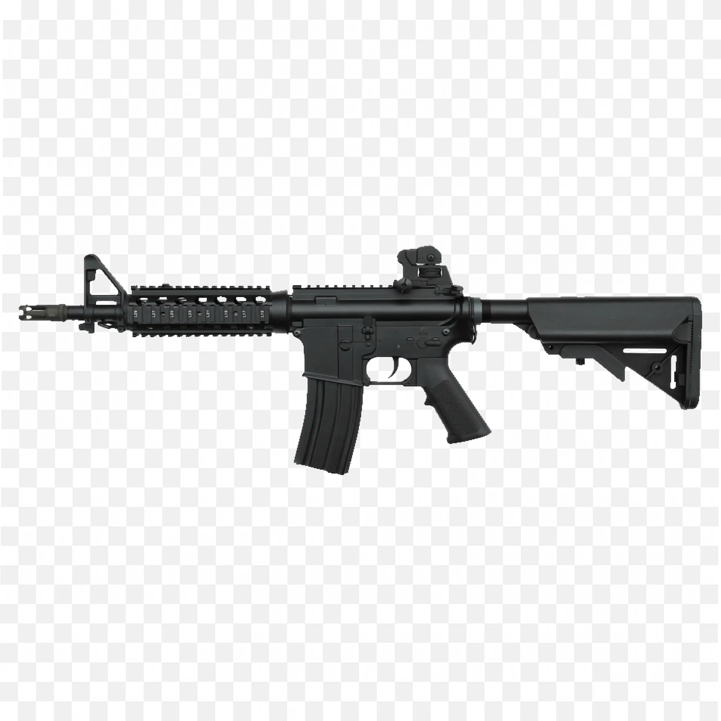 M4 Carbine Rifle PNG Tactical Assault Gun Side View Transparent