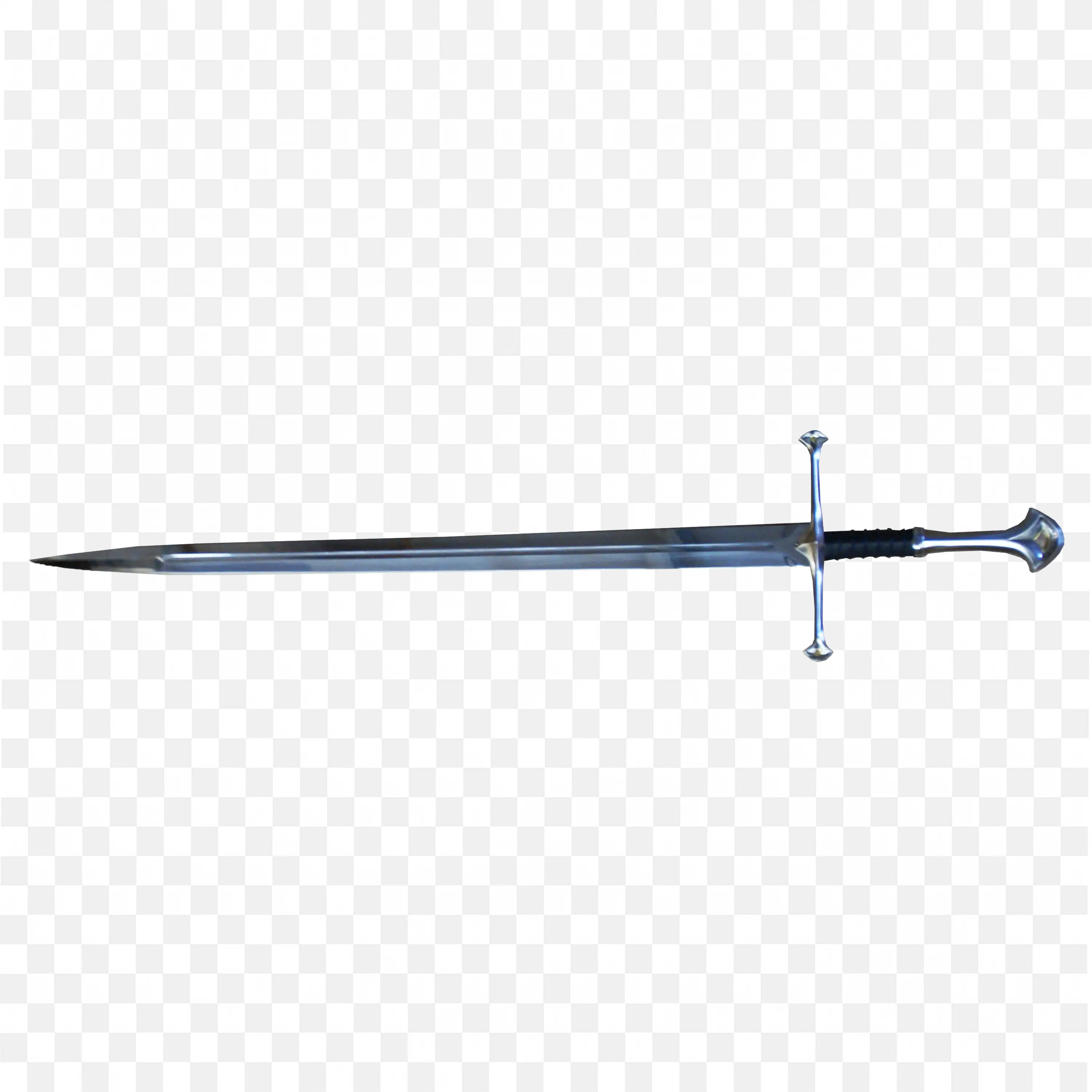 Silver Katana Sword PNG with Detailed Handle and Blade Art
