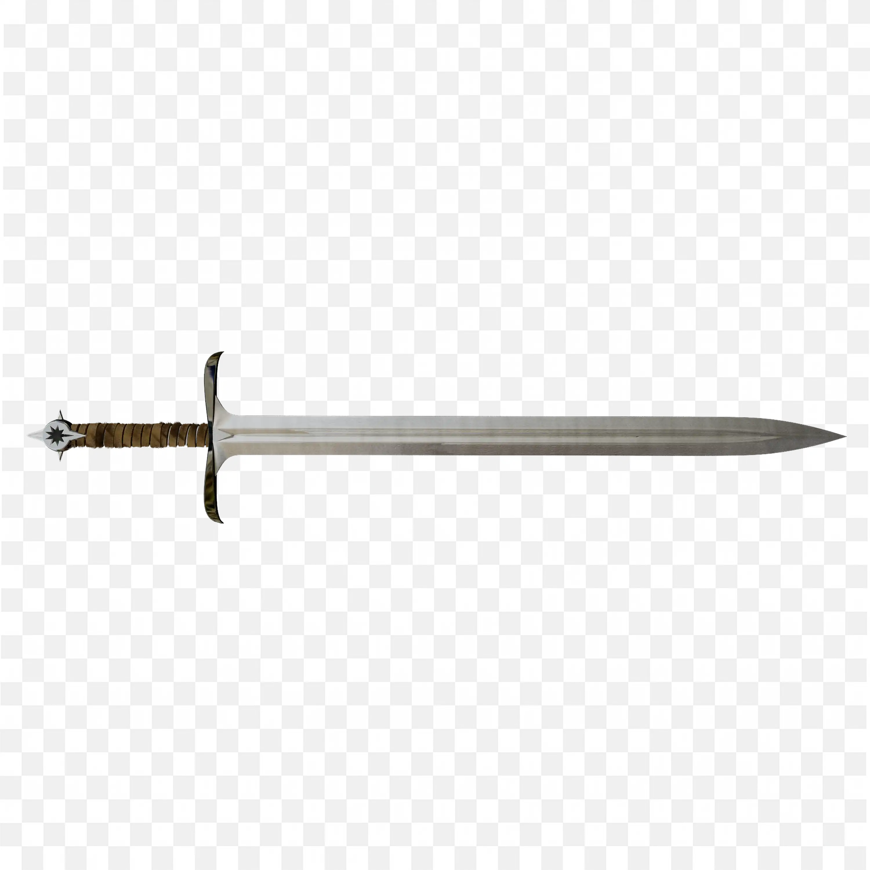 Silver Medieval Sword PNG with Cross Guard and Sharp Blade