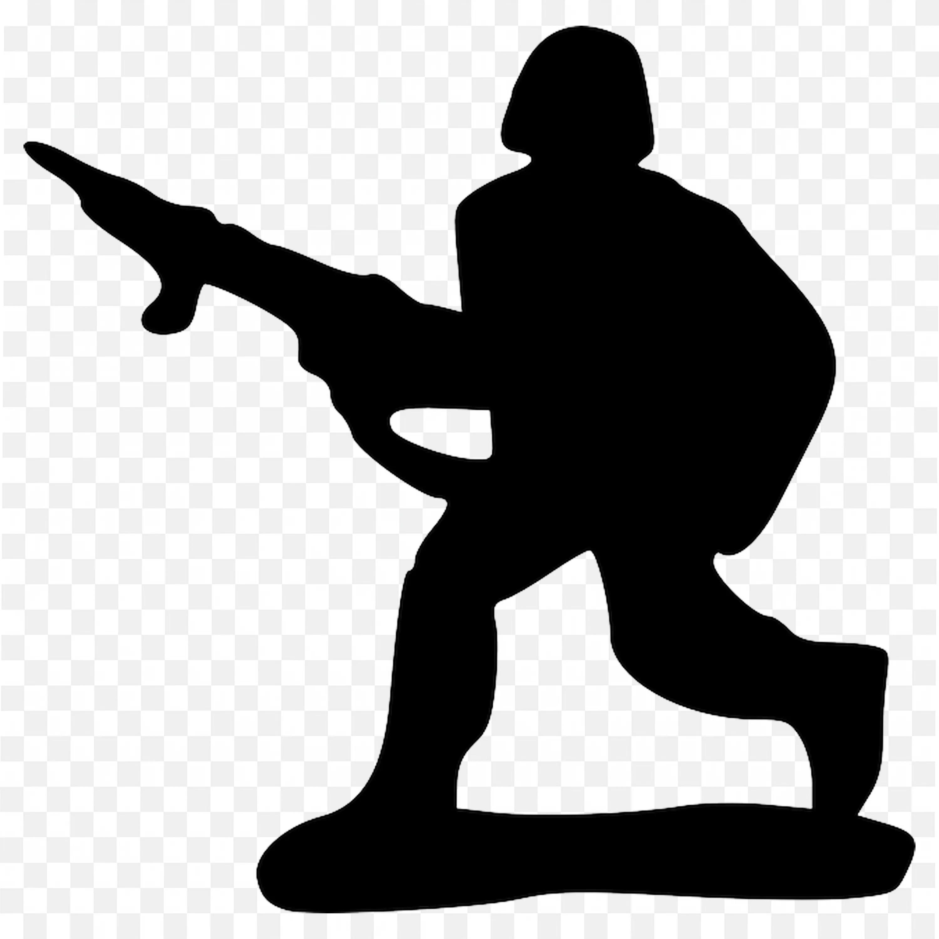 Soldier Silhouette PNG Holding Rifle in Combat Ready Pose
