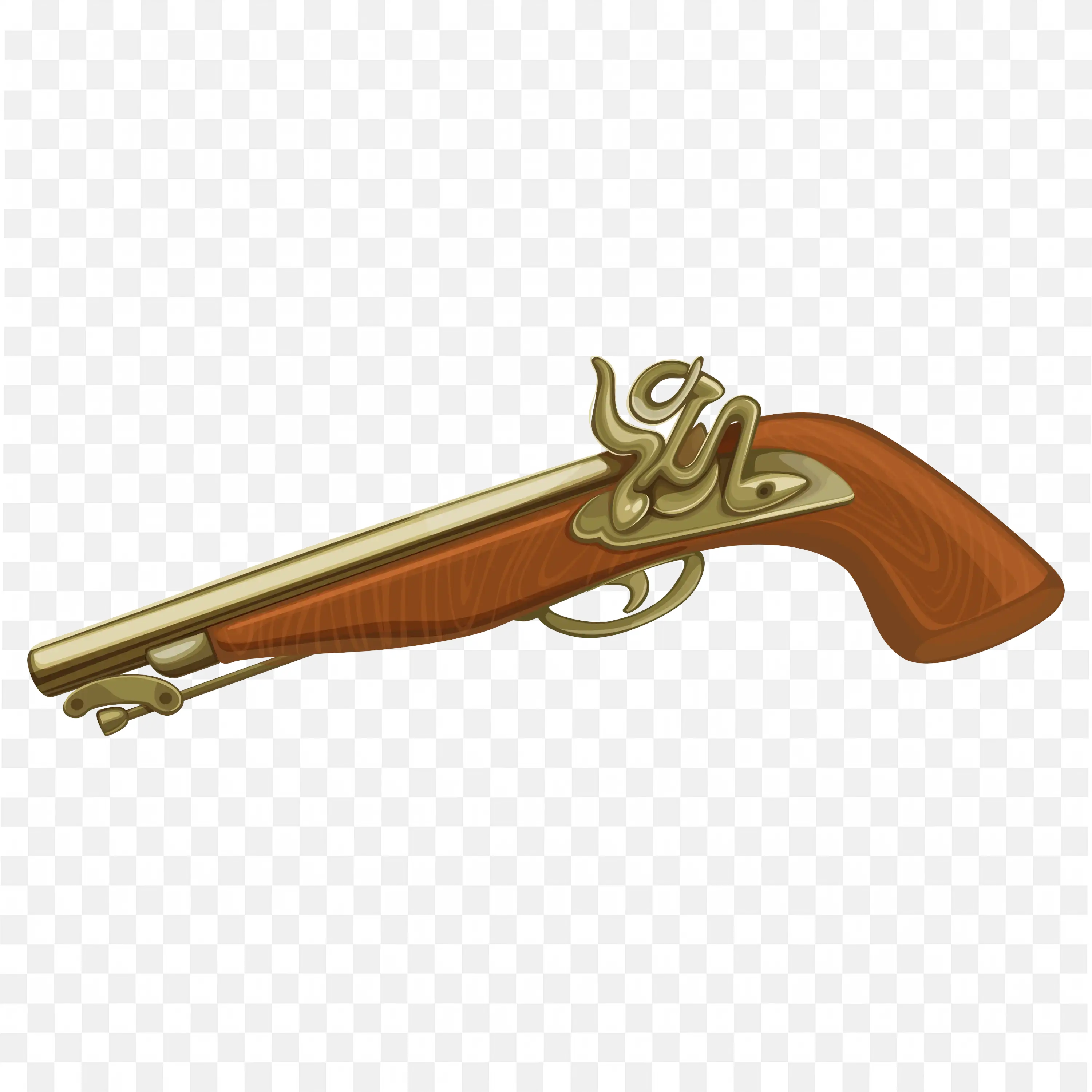 Antique Flintlock Pistol With Wooden Handle Png Download