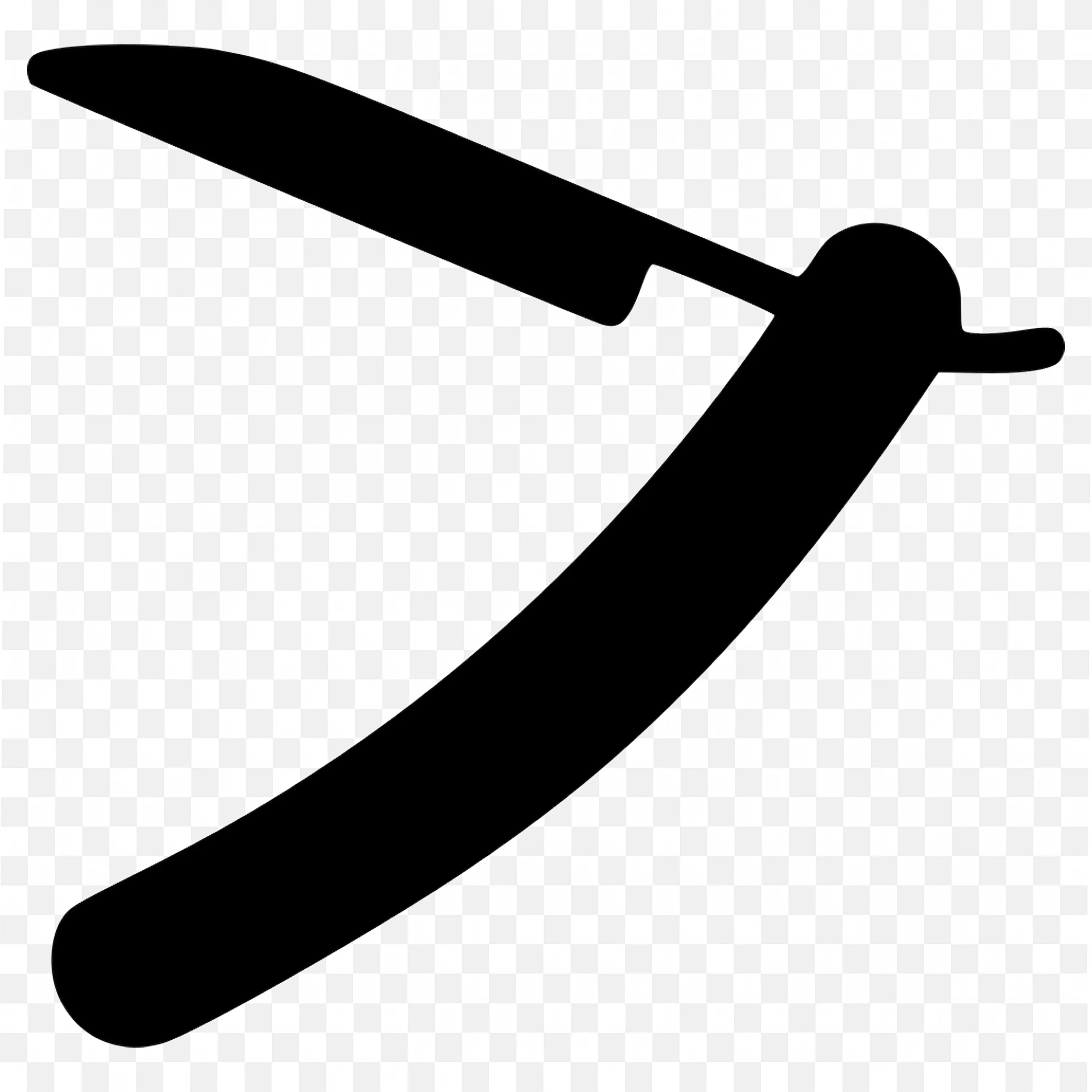 Black Image Of A Straight Razor On White Background Png