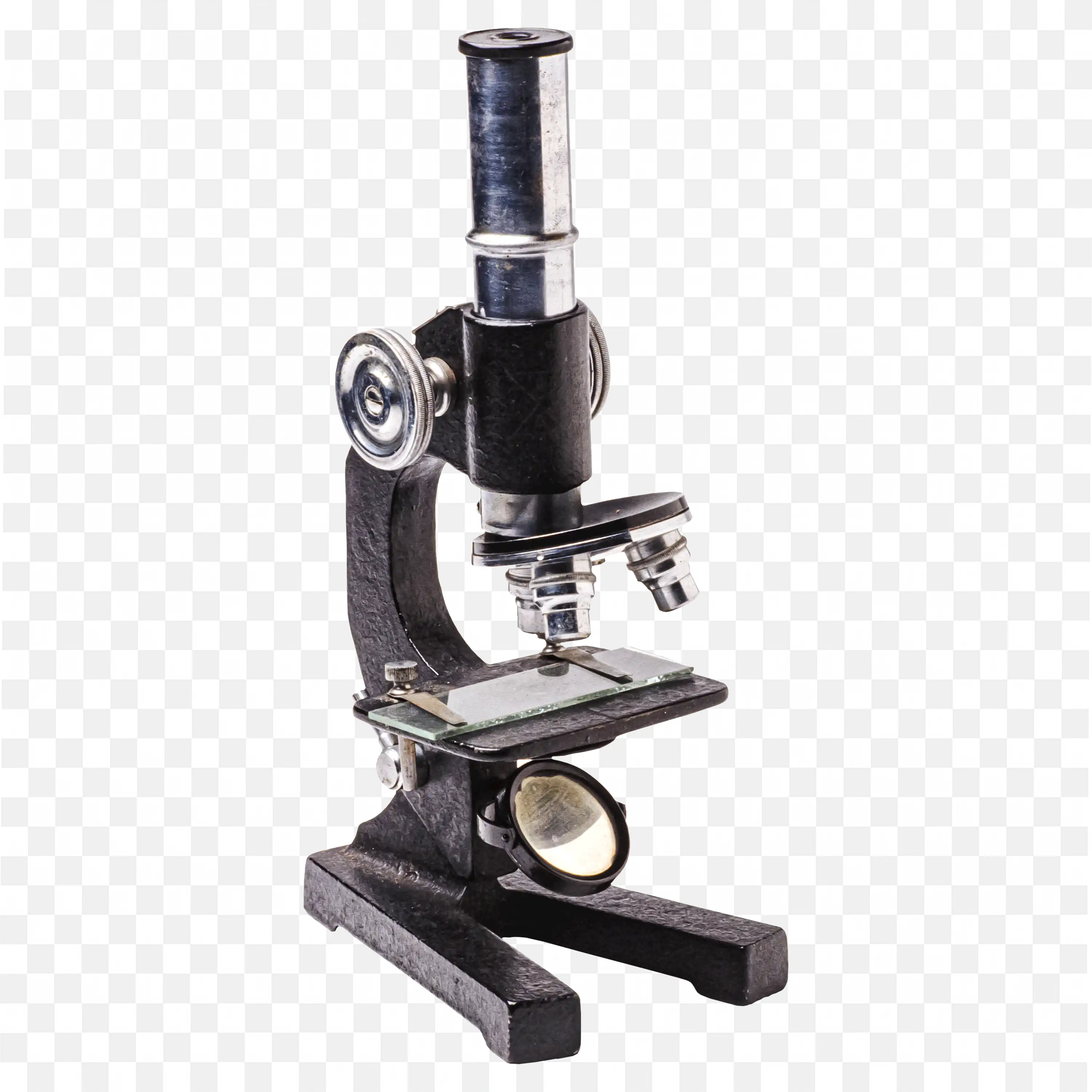 Black Microscope With Lens And Stage Platform Free Png