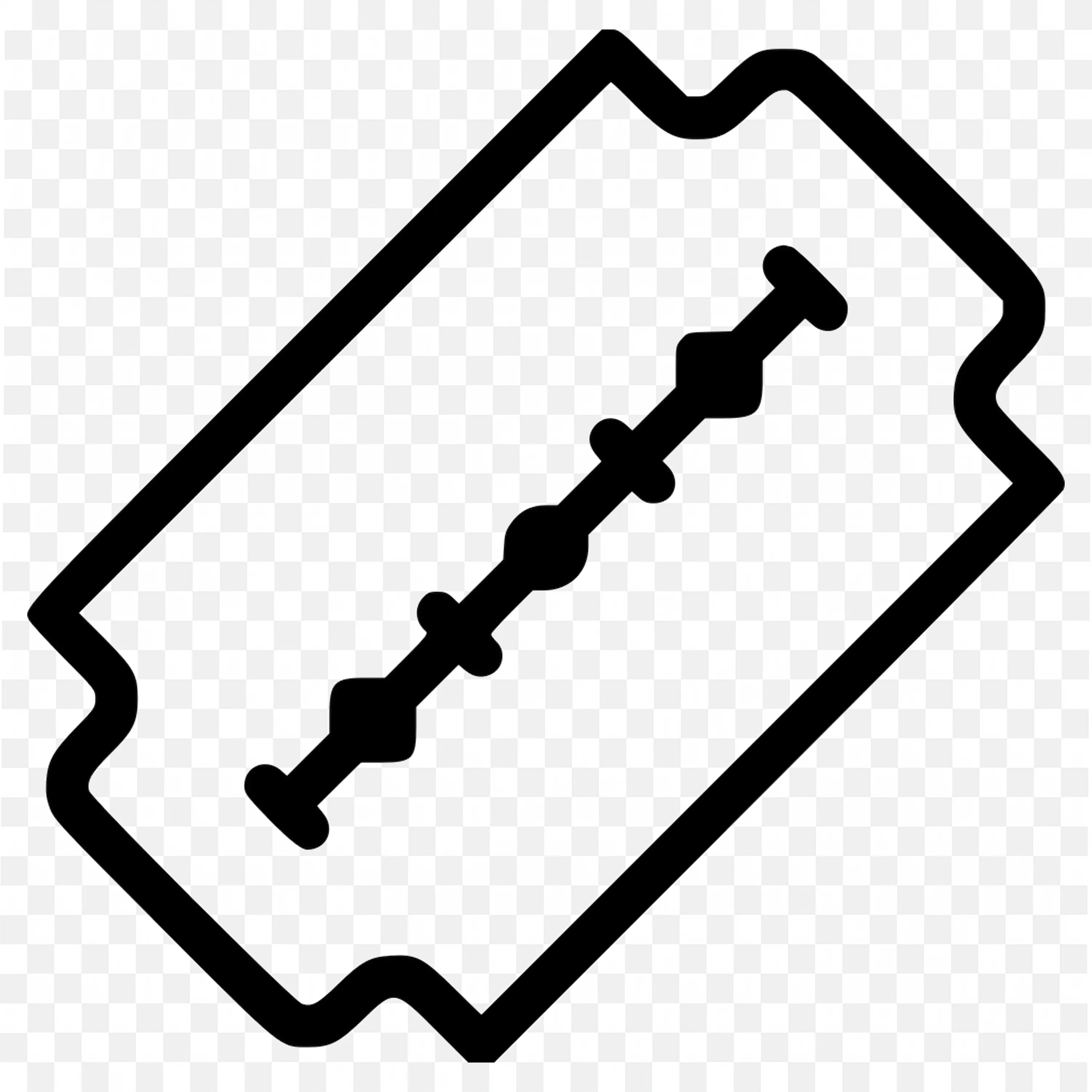 Black Outline Drawing Of A Razor Blade With Classic Design
