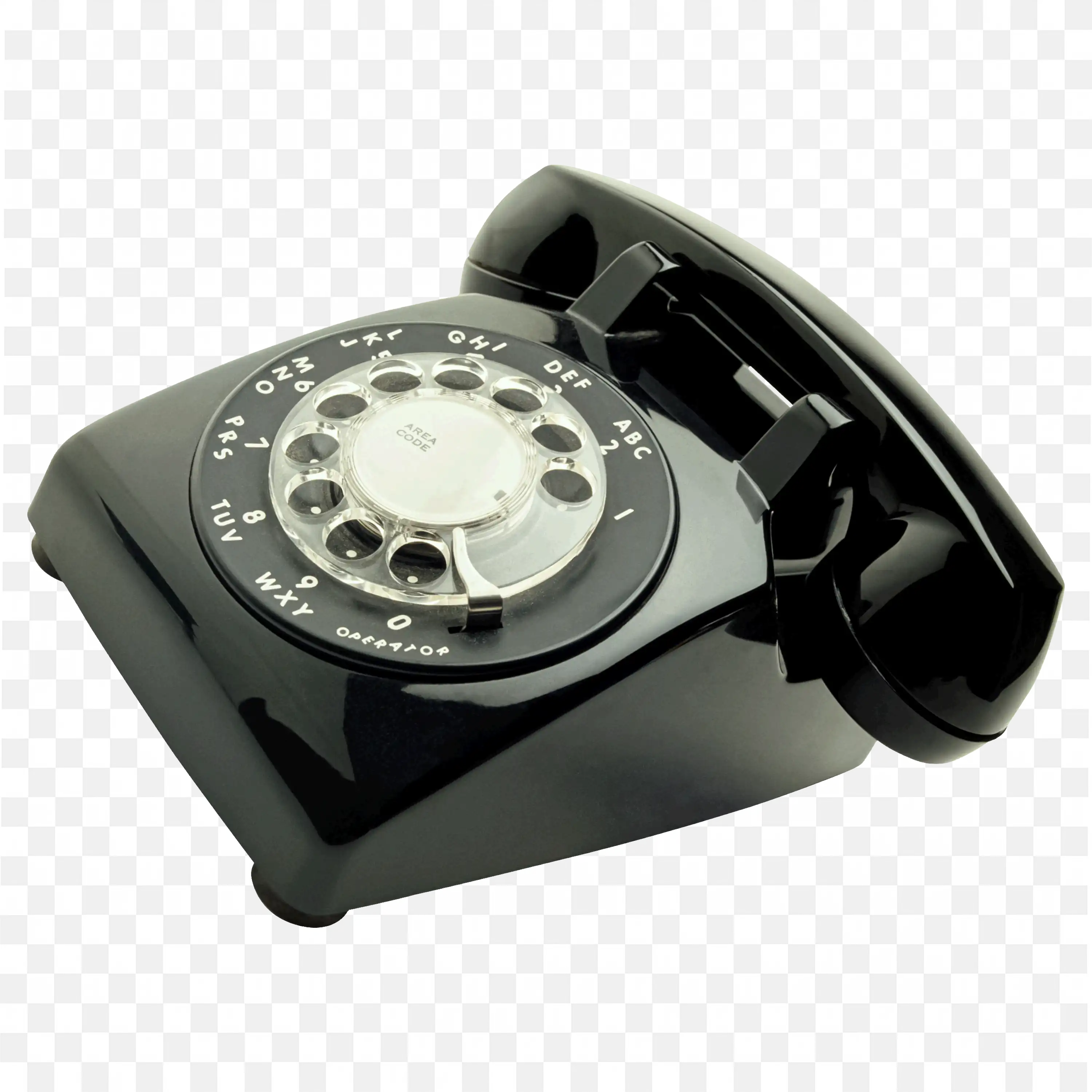 Black Rotary Dial Telephone With Handset Placed Png Image