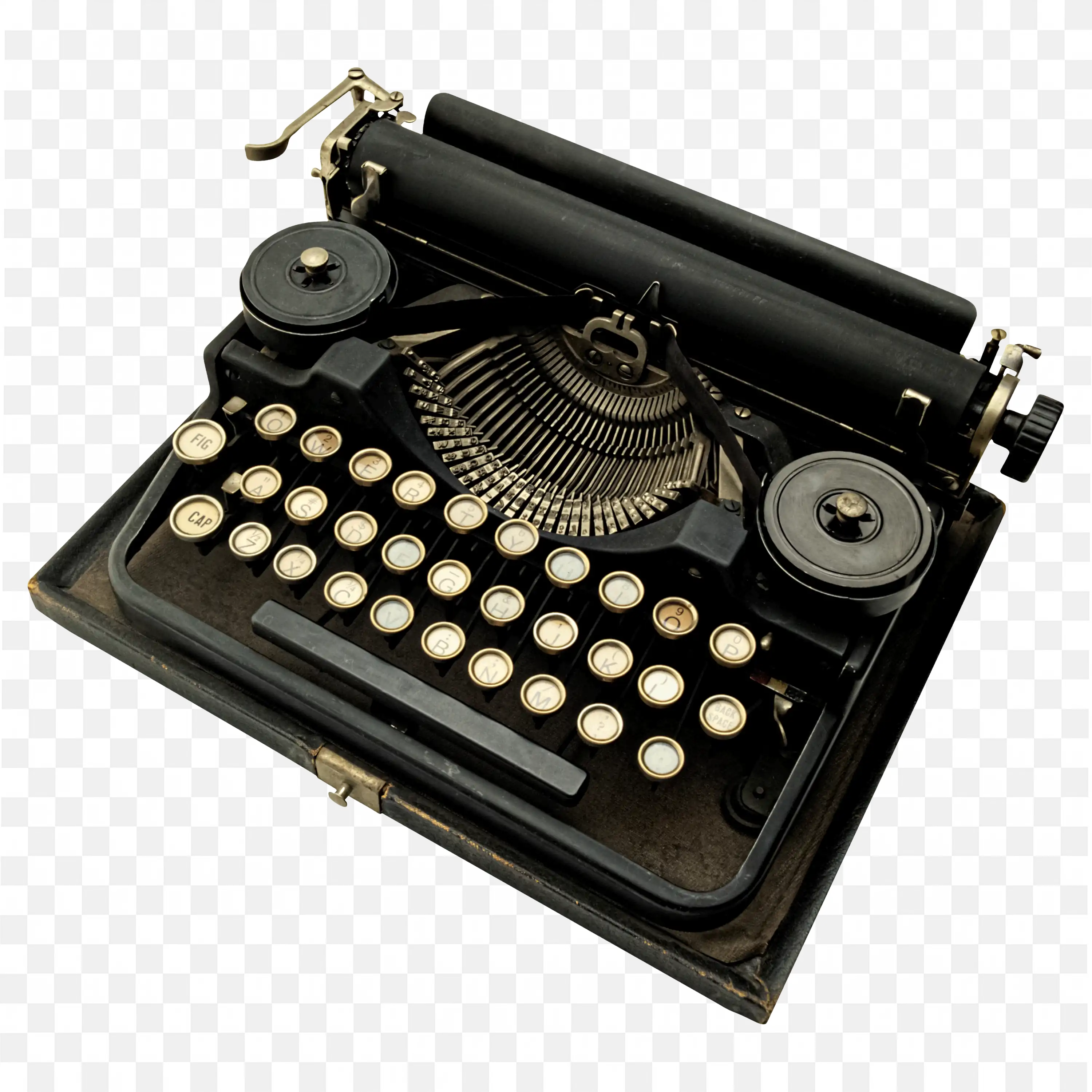Black Typewriter With Round Keys For Typing Hd Png Image