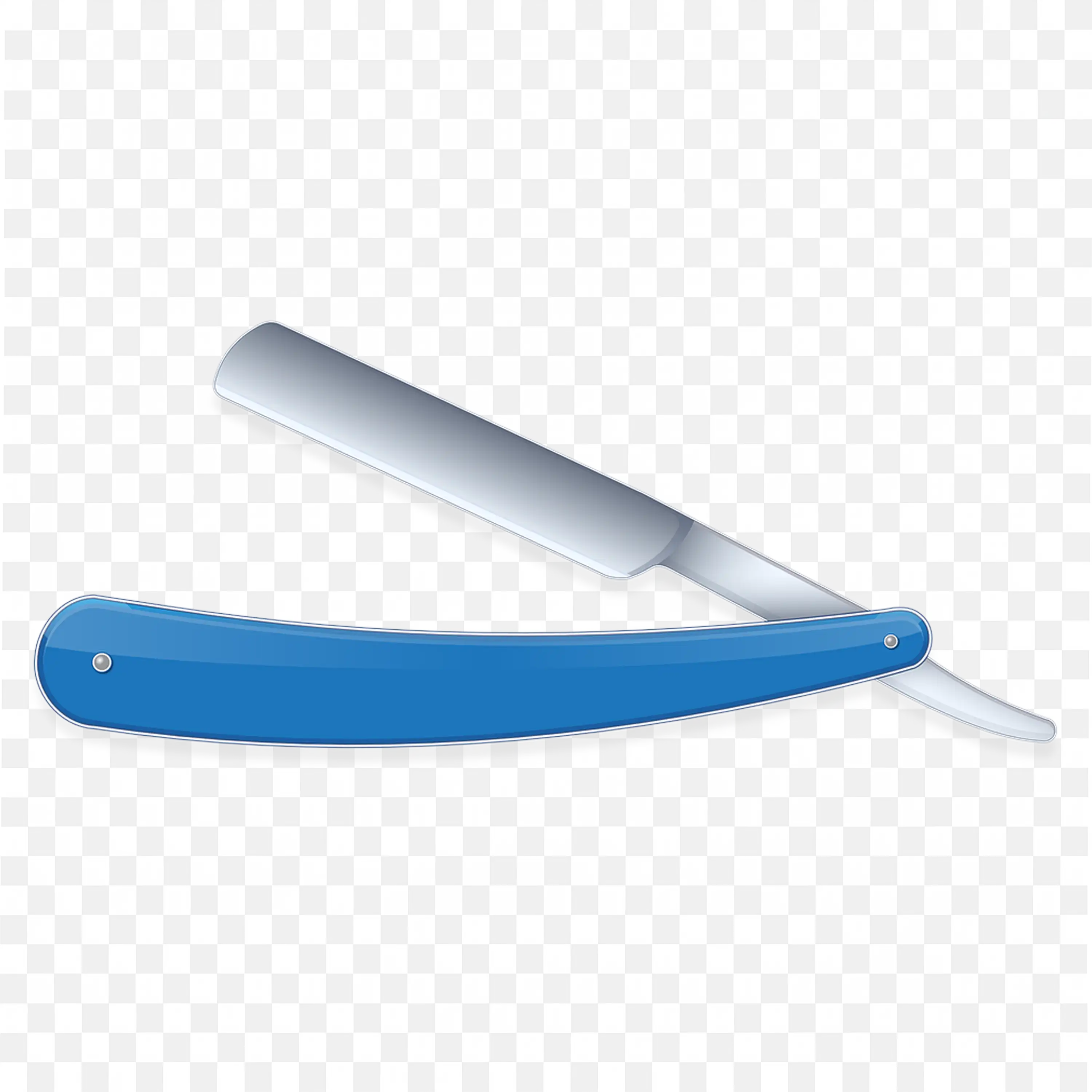 Blue Handle Straight Razor With Blade Extended Png Image