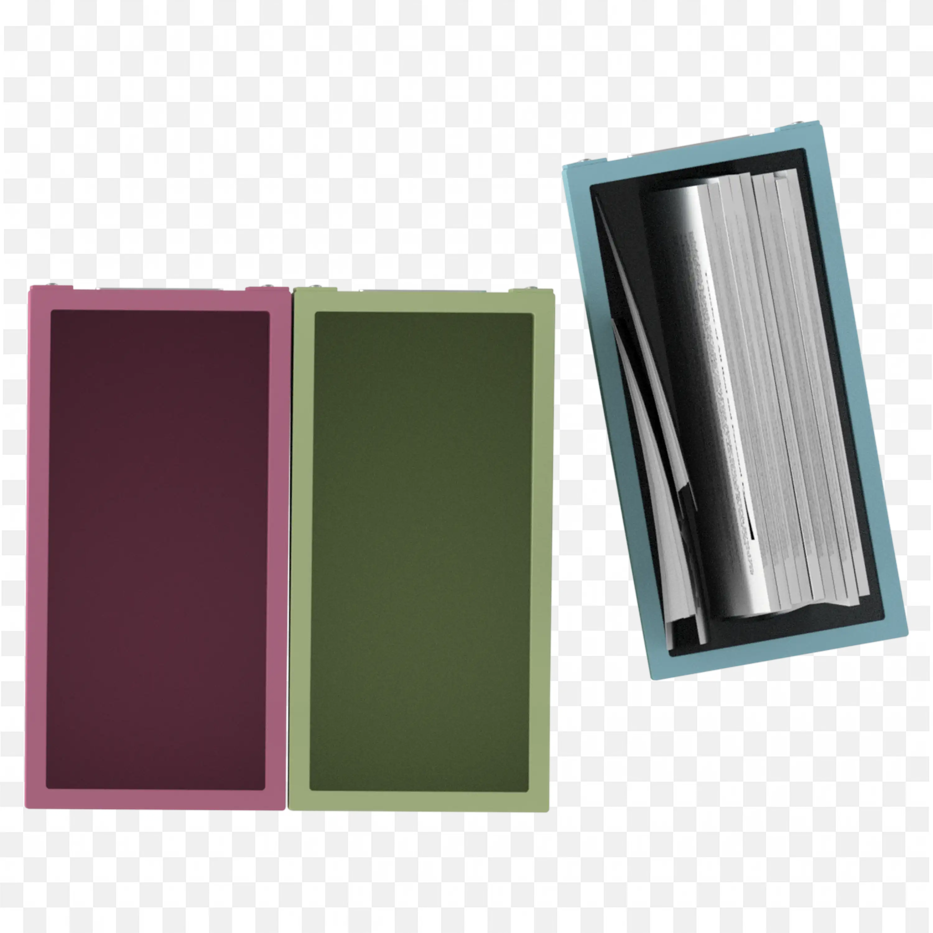 Book Storage Boxes With Open Binder And Papers Free Png
