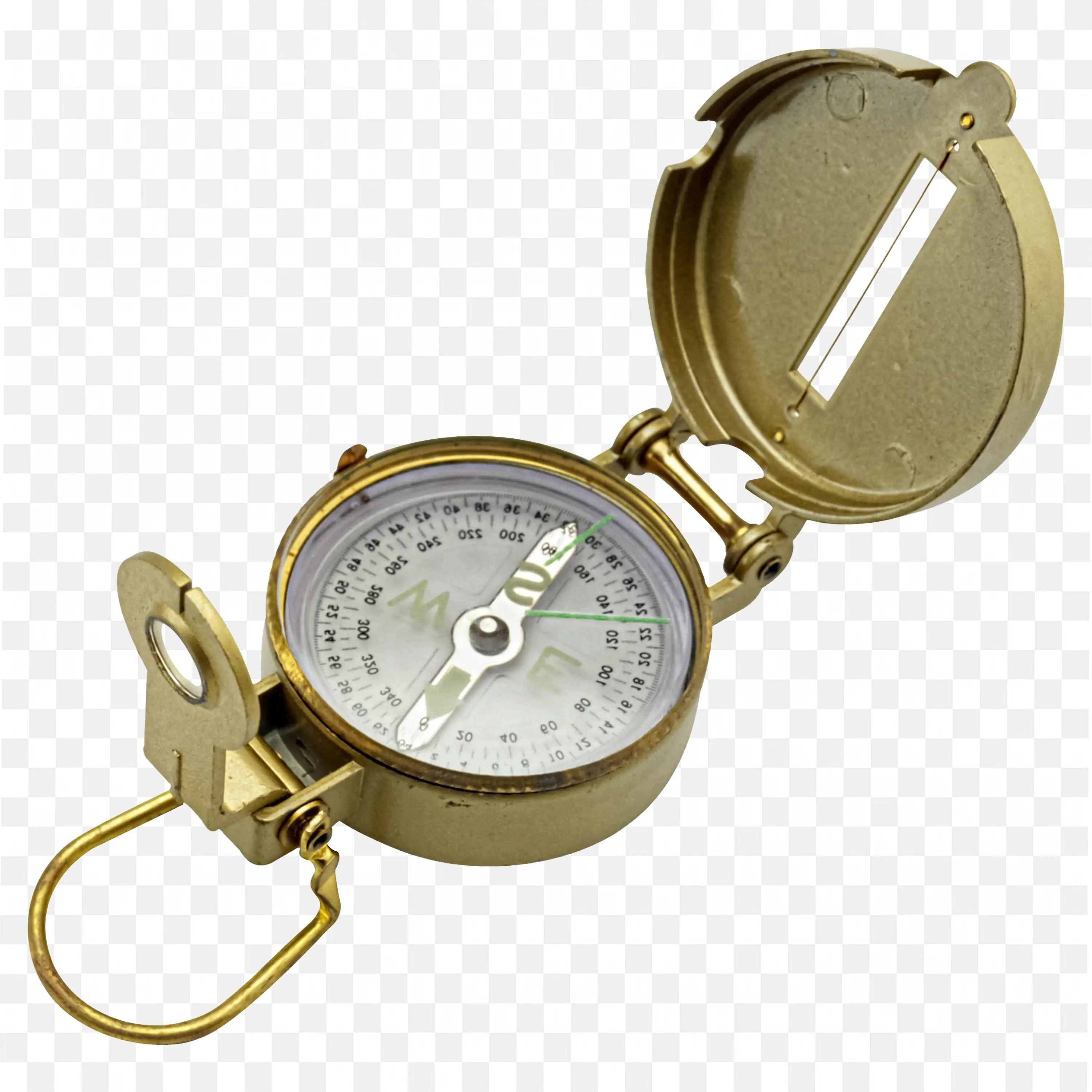 Brass Pocket Compass With Directional Markings Png Image