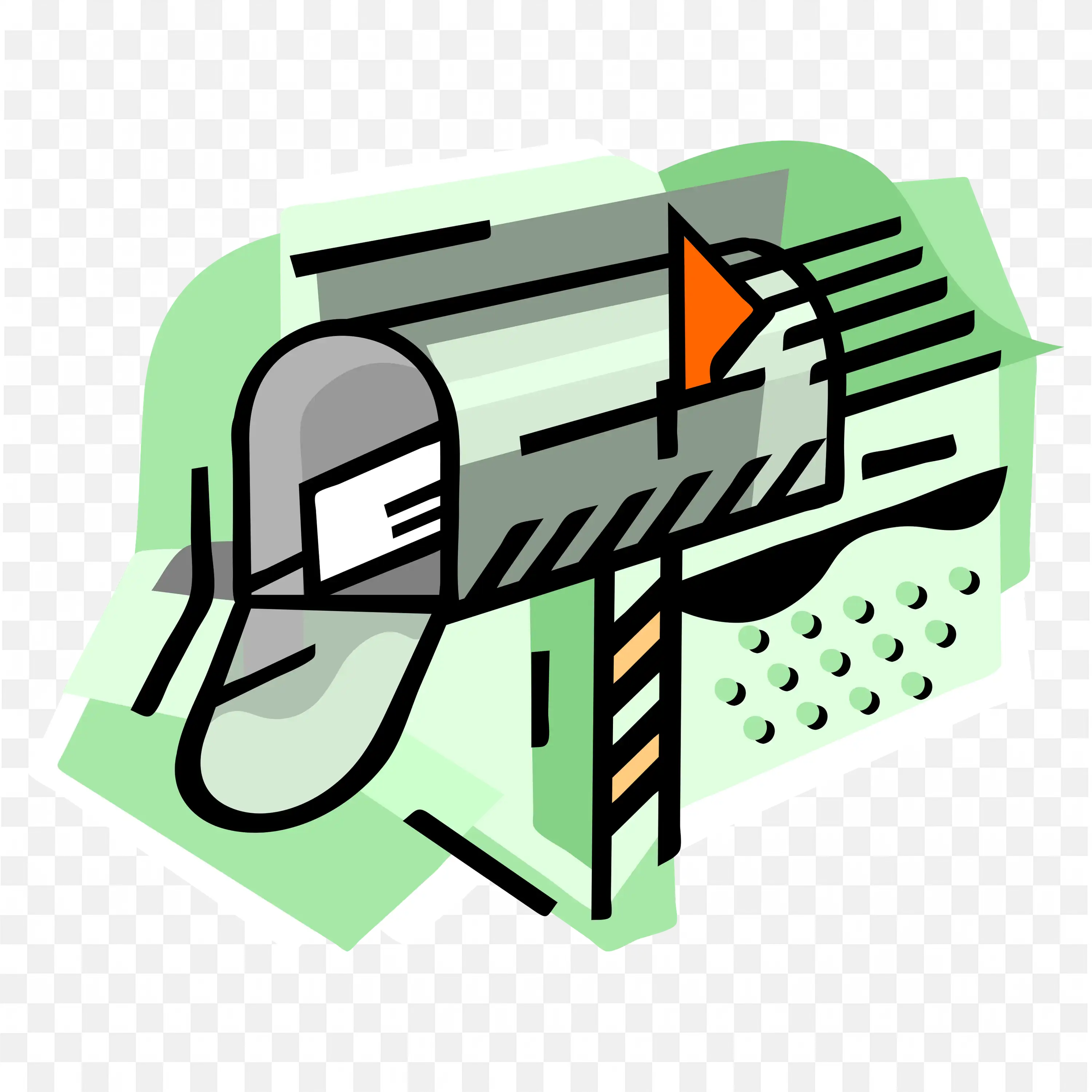 Colourful Illustration Of An Open Mailbox With Flag Png
