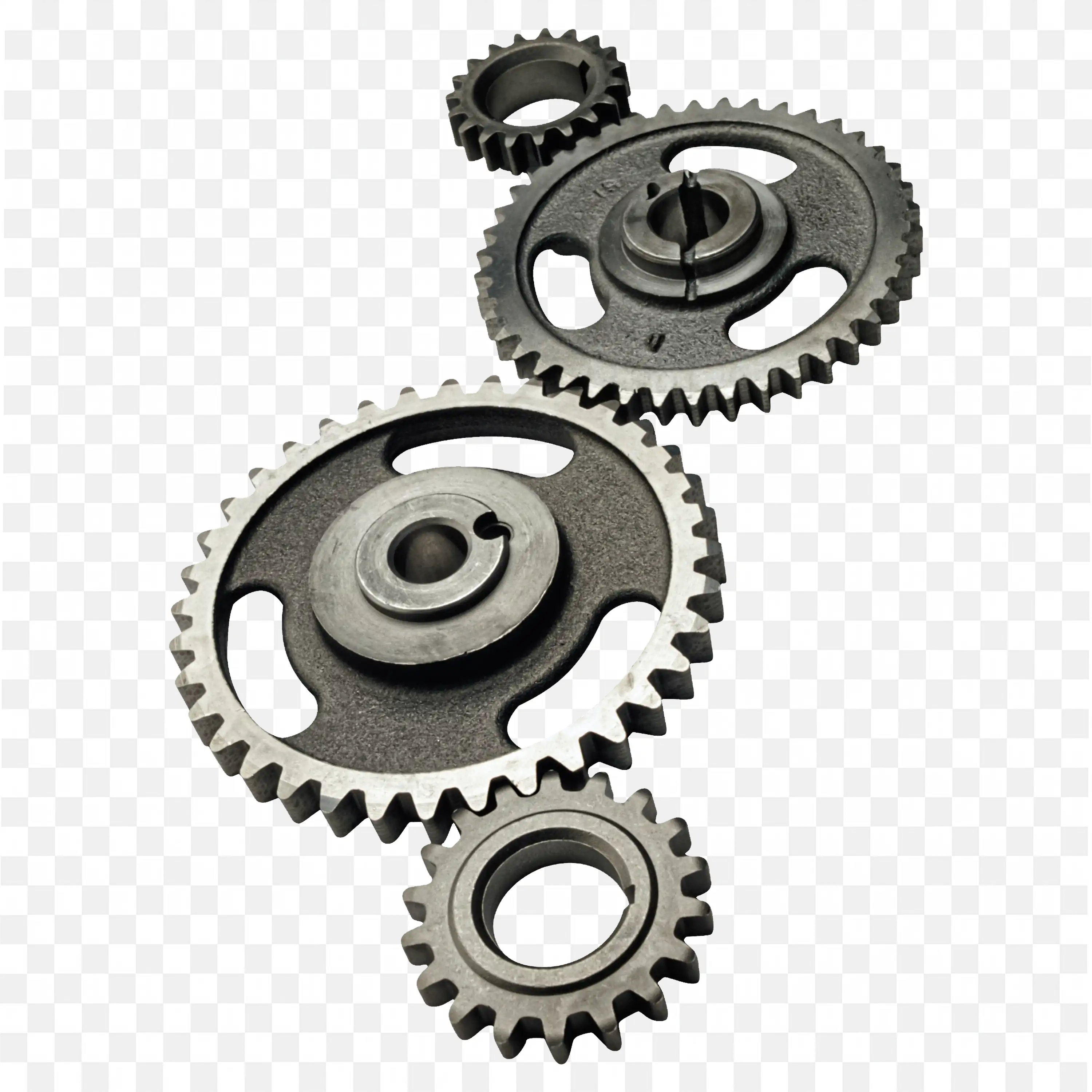 Four Metallic Gears In Diagonal Arrangement Free Png Image