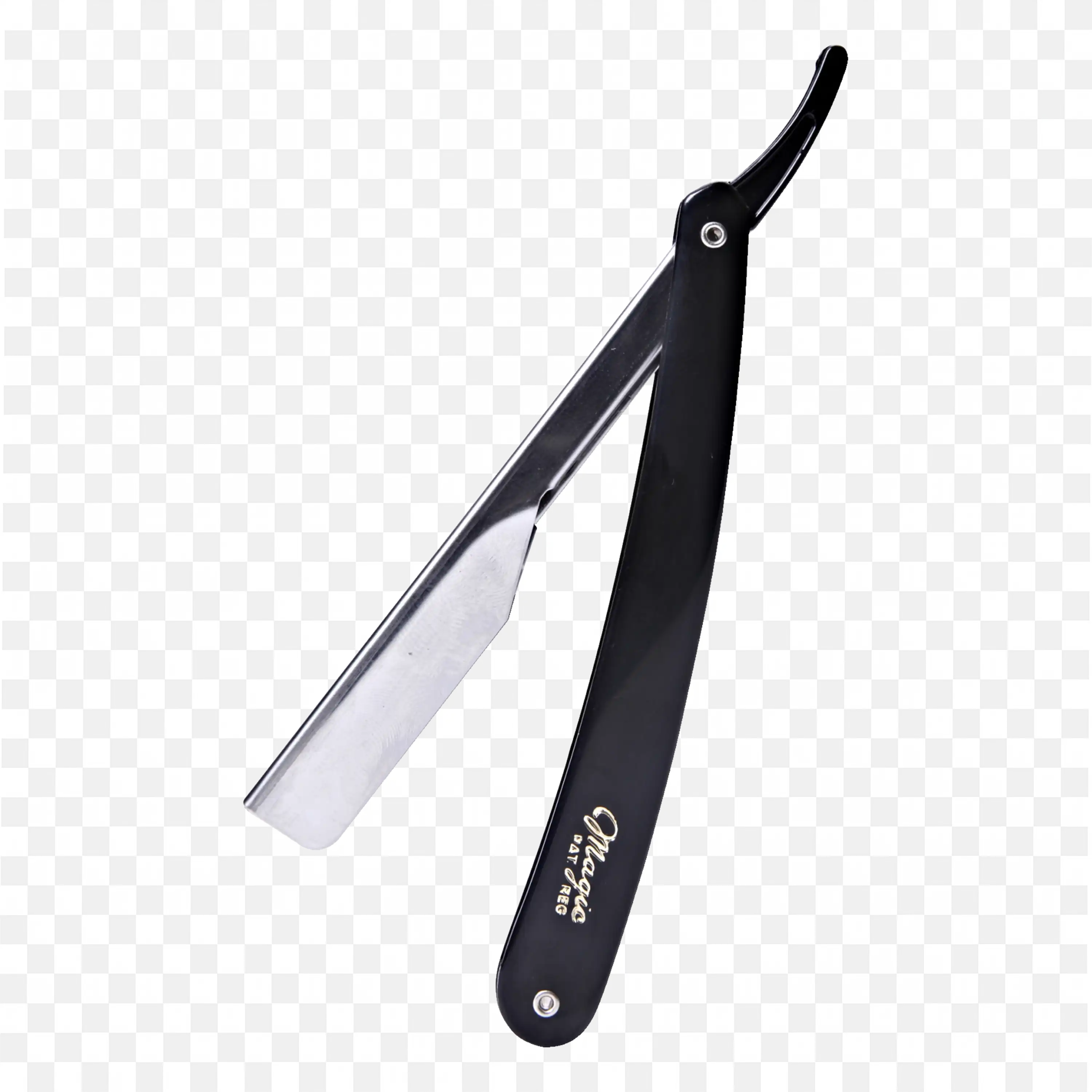 Magic Straight Razor With Black Handle And Steel Blade Png