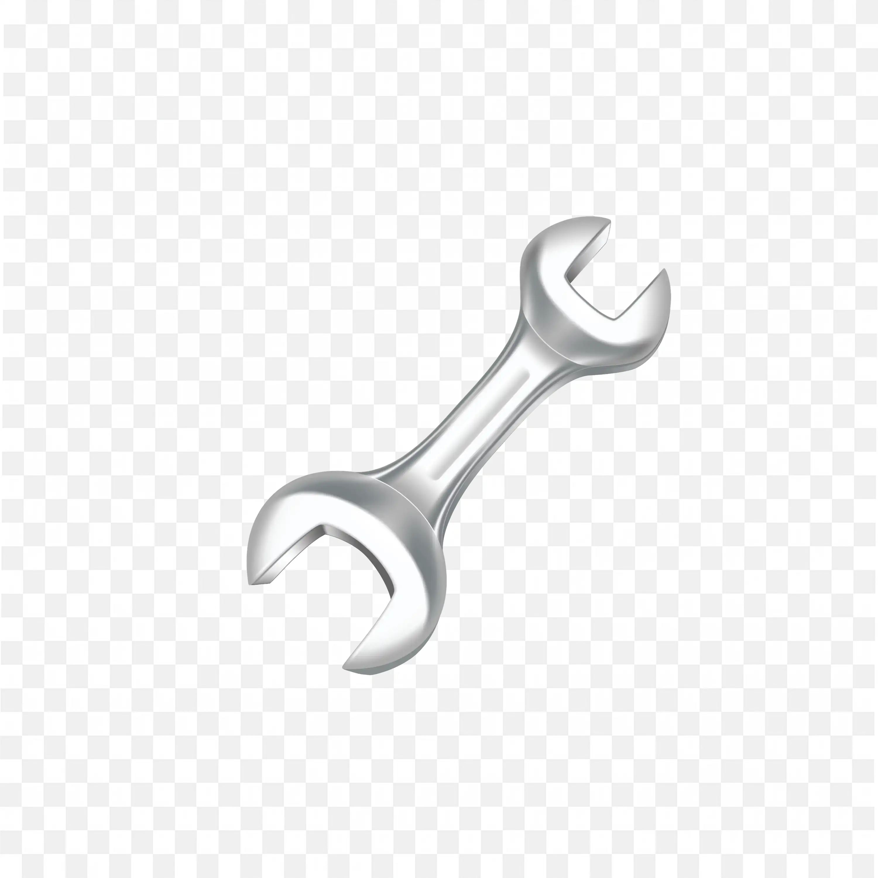 Metal Double Ended Wrench With Shiny Silver Finish Png