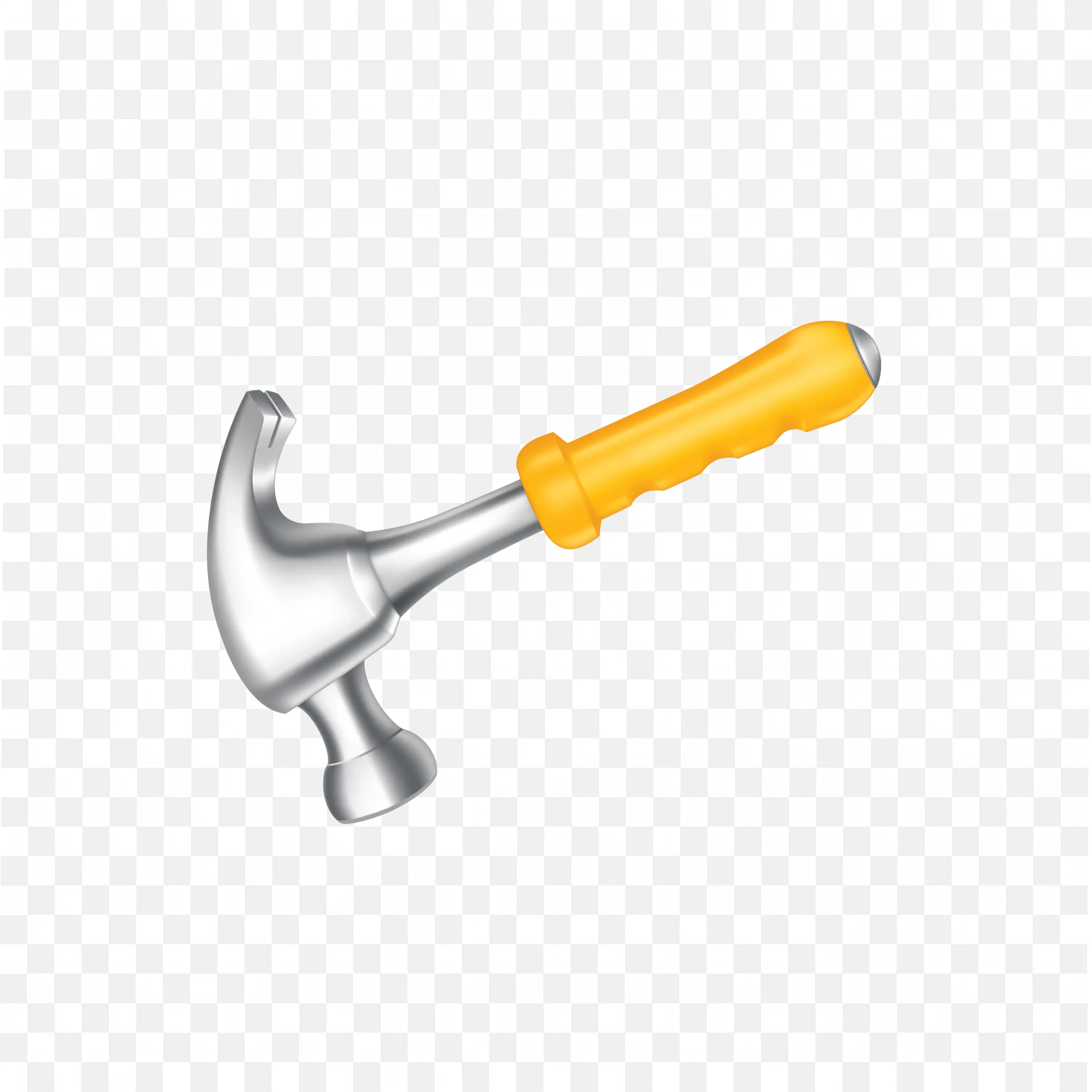 Metal Hammer With Yellow Handle For Building And Repairs Png