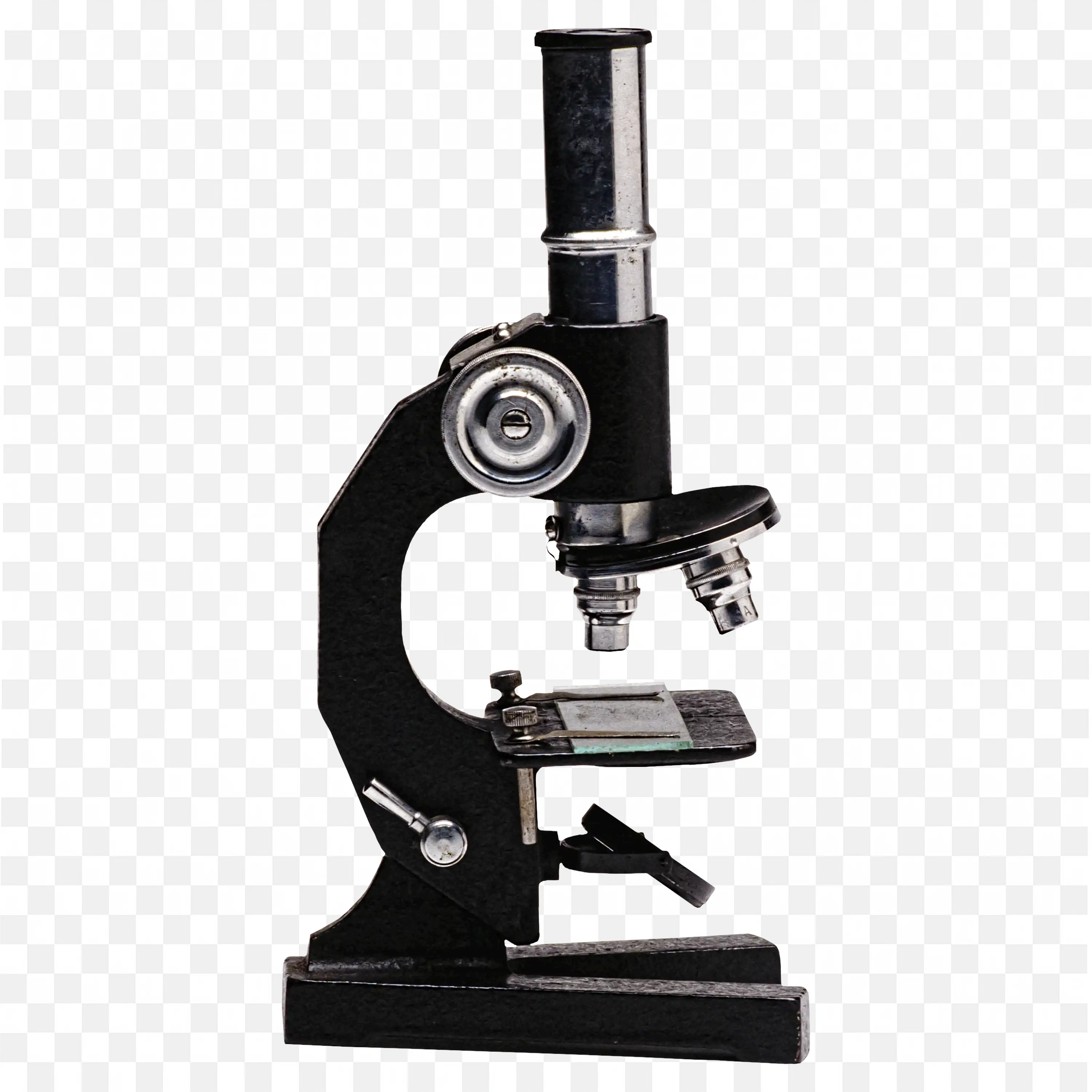 Microscope With Adjustment Knobs And Eyepiece Lens Png Image