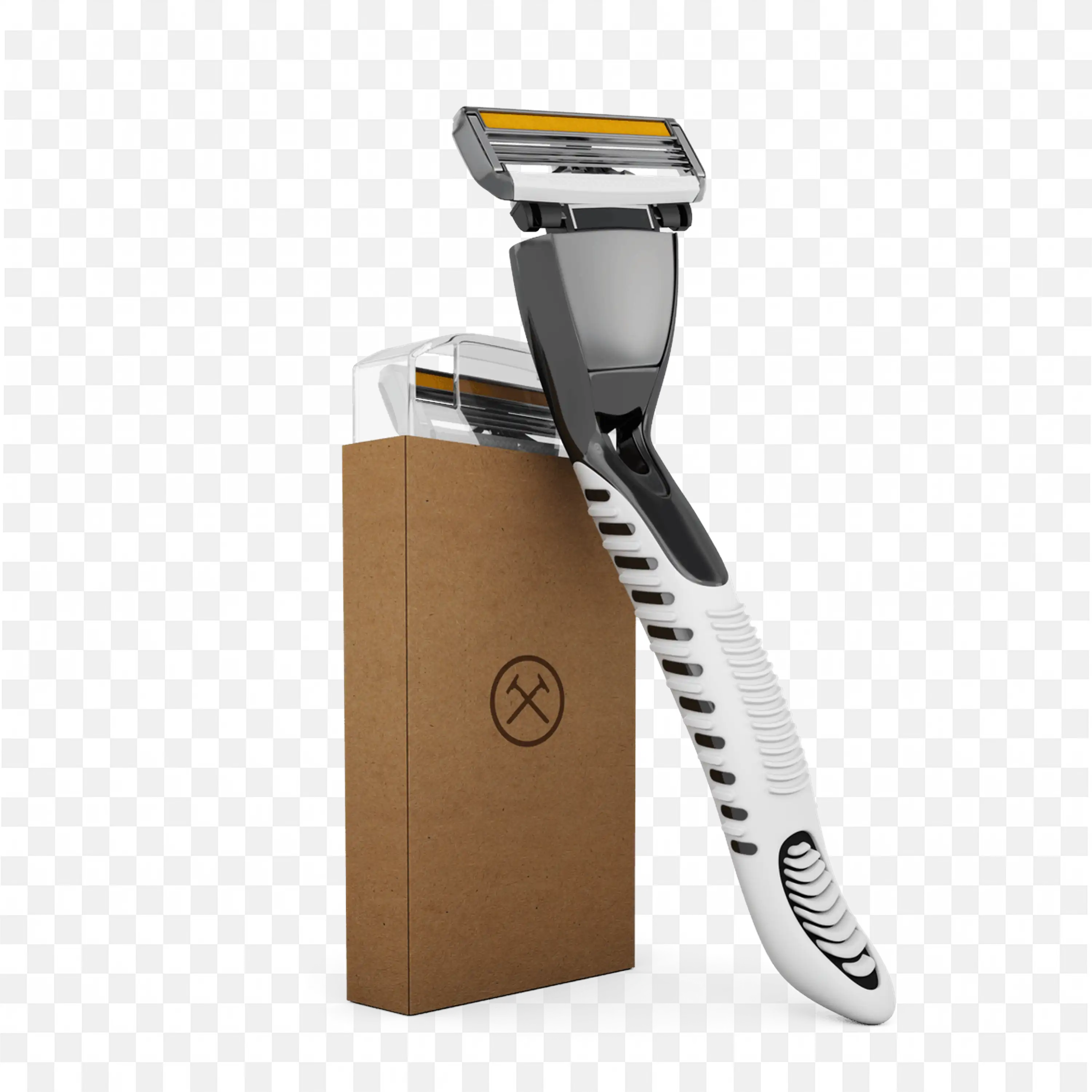 Modern Safety Razor With Cardboard Razor Box Free Png Image