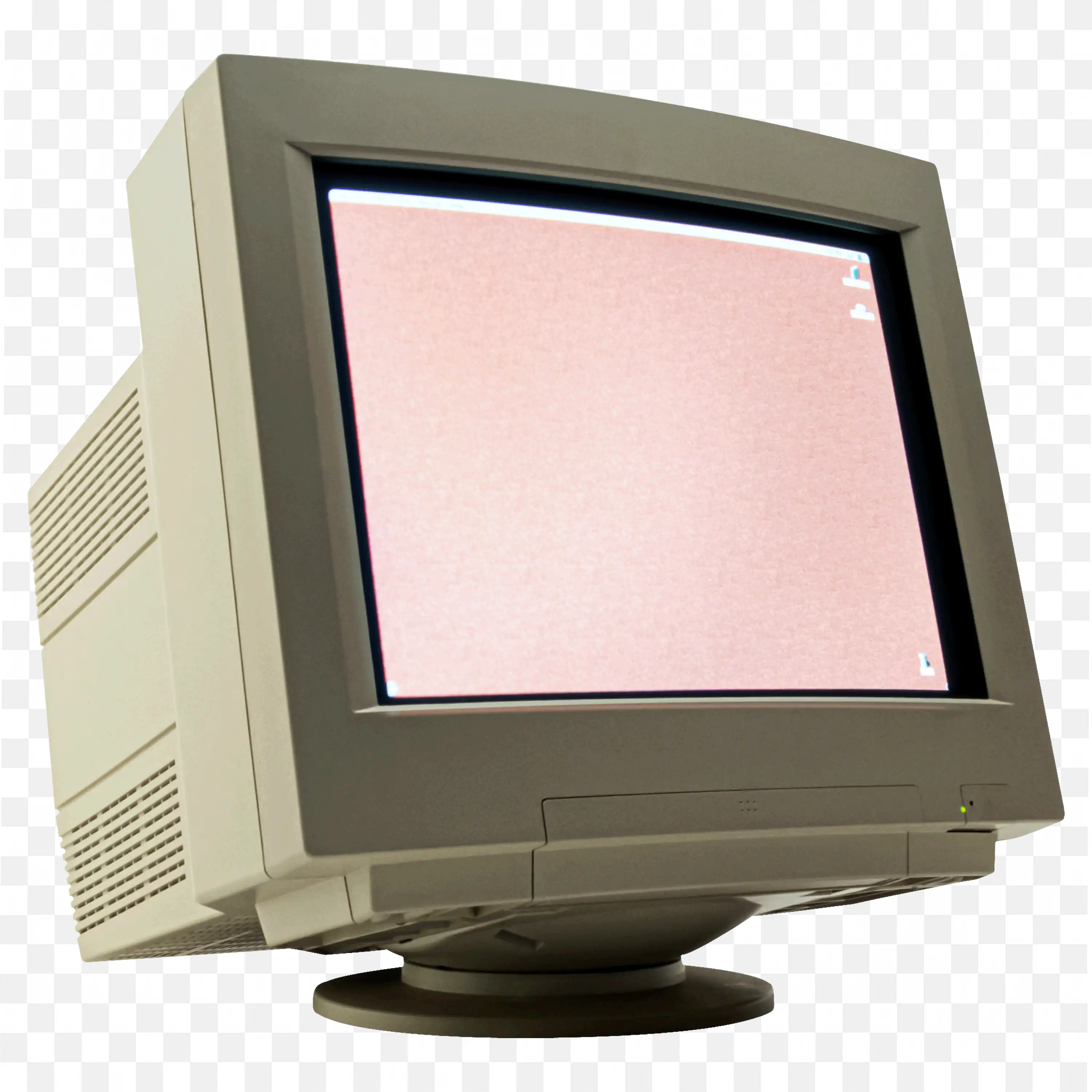 Old Crt Computer Monitor With Blank Pink Screen Png Image