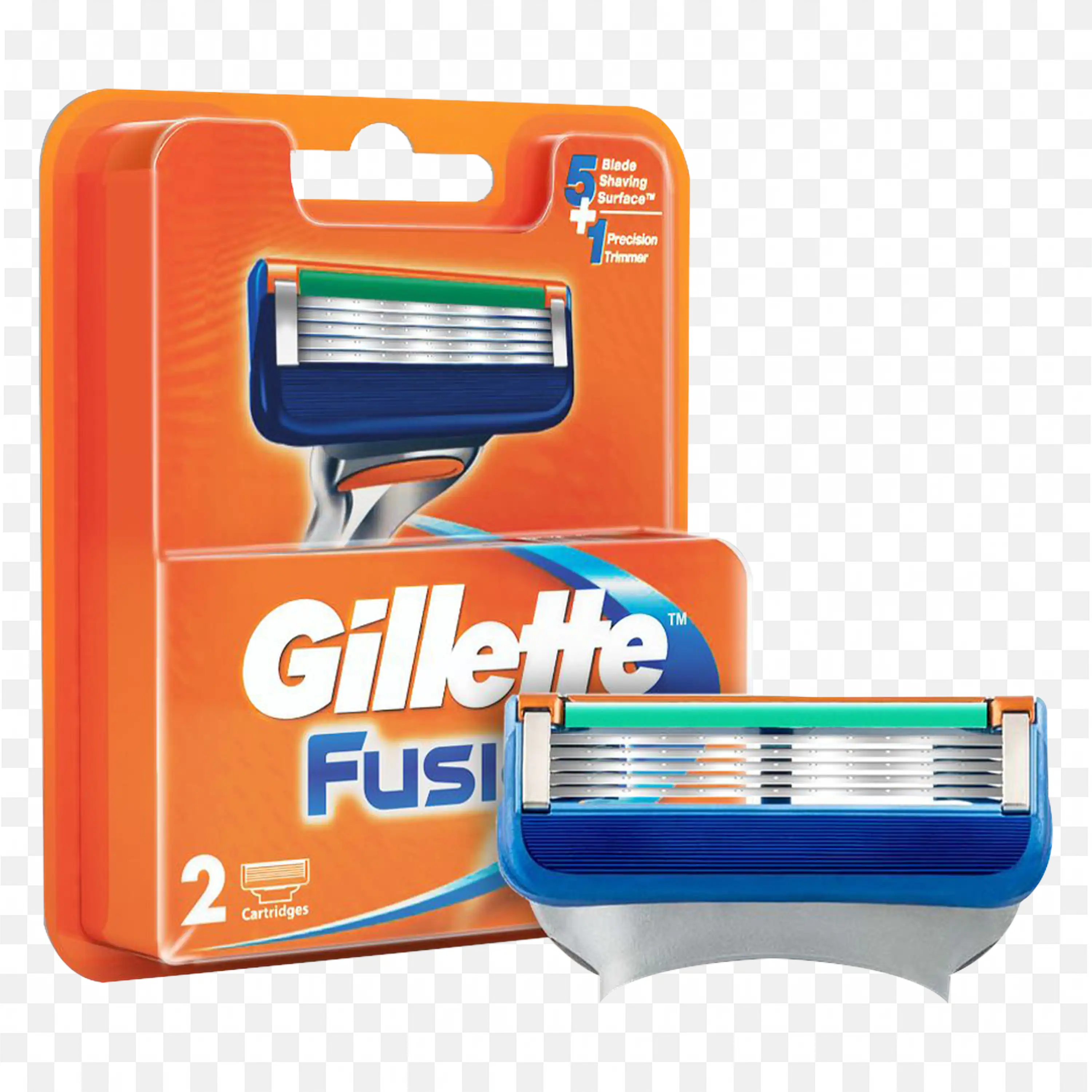 Orange Gillette Fusion Razor Blade Pack With Two Blades Png