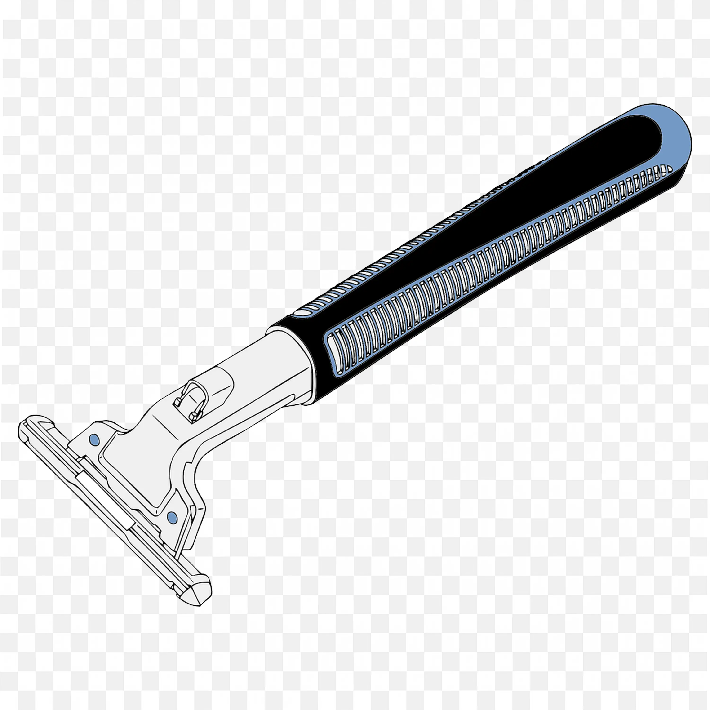 Outline Of A Disposable Razor With Black Handle And Blades