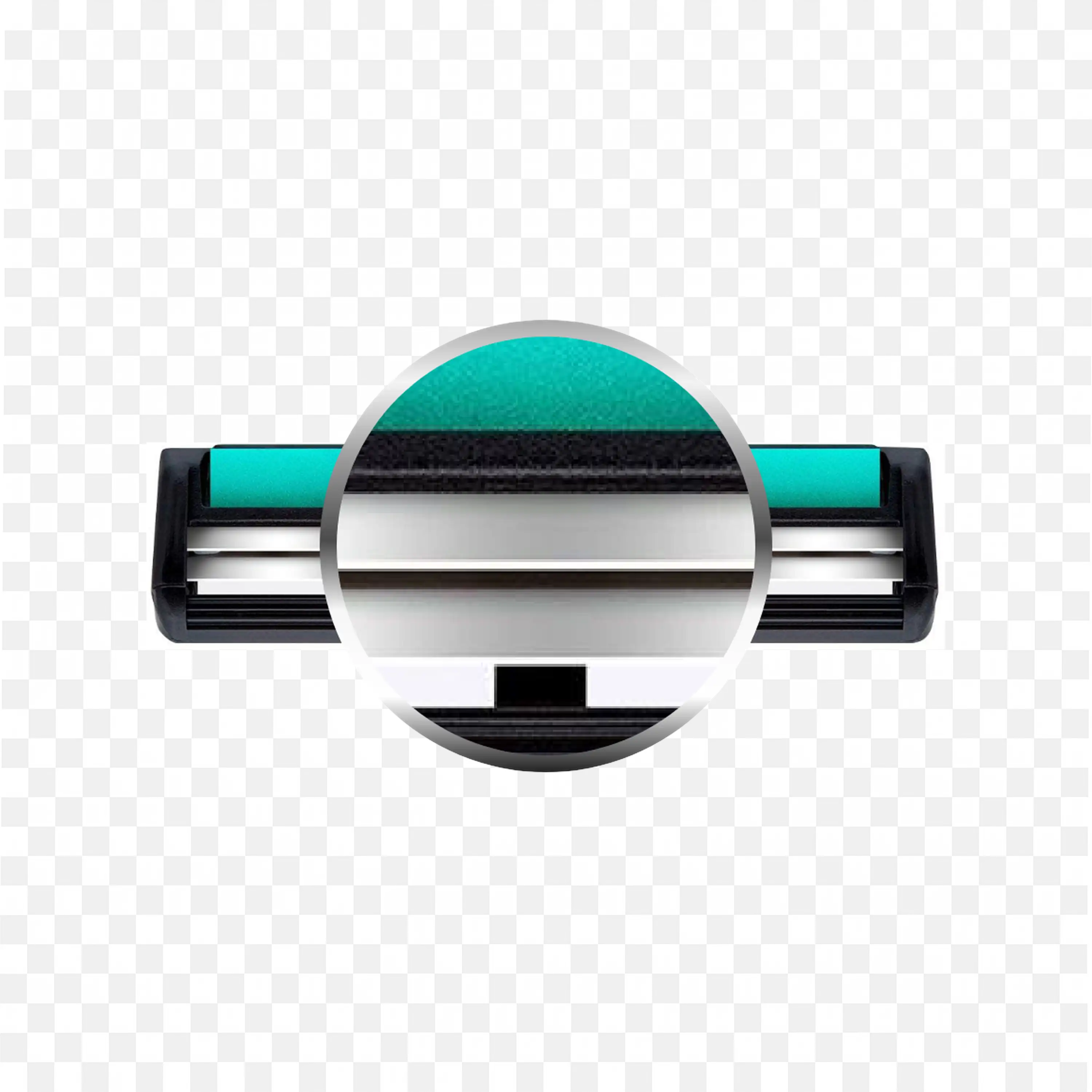 Razor Blade Showing Sharp Edges And Moisturizing Strip Png