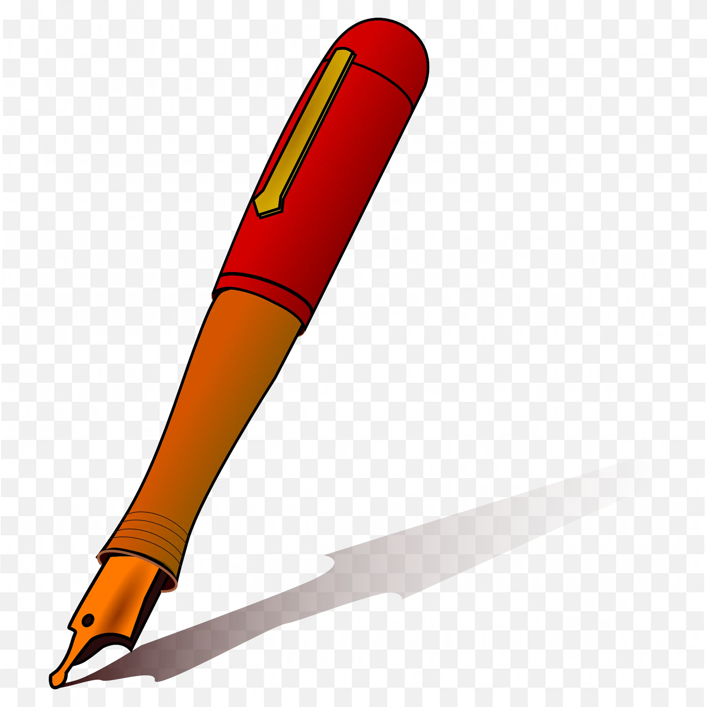 Red Fountain Pen With Nib And Shadow Free Png Download
