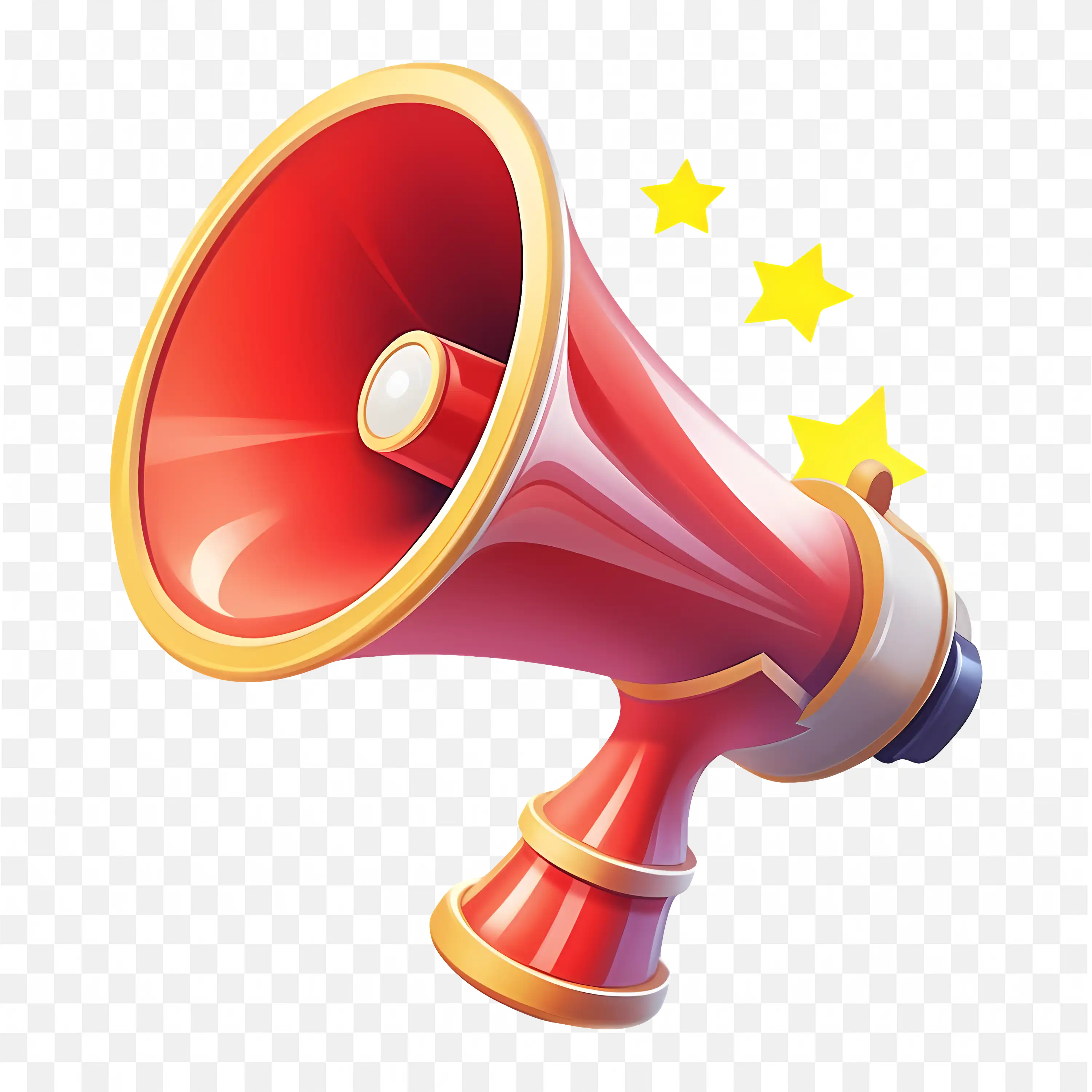 Red Megaphone With Stars For Sound Alerts Free Png Image