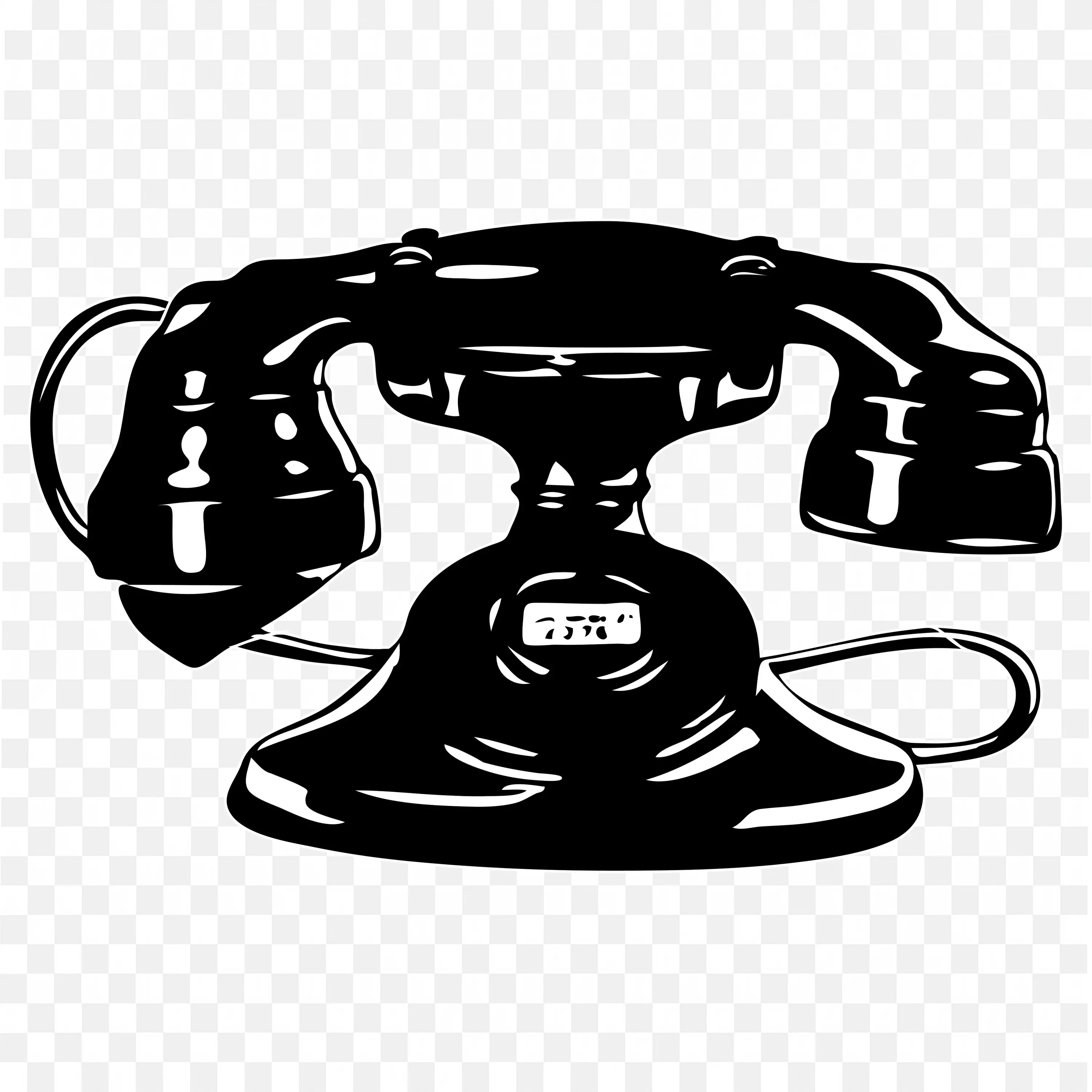 Shadow Image Of Vintage Rotary Telephone In Black Design
