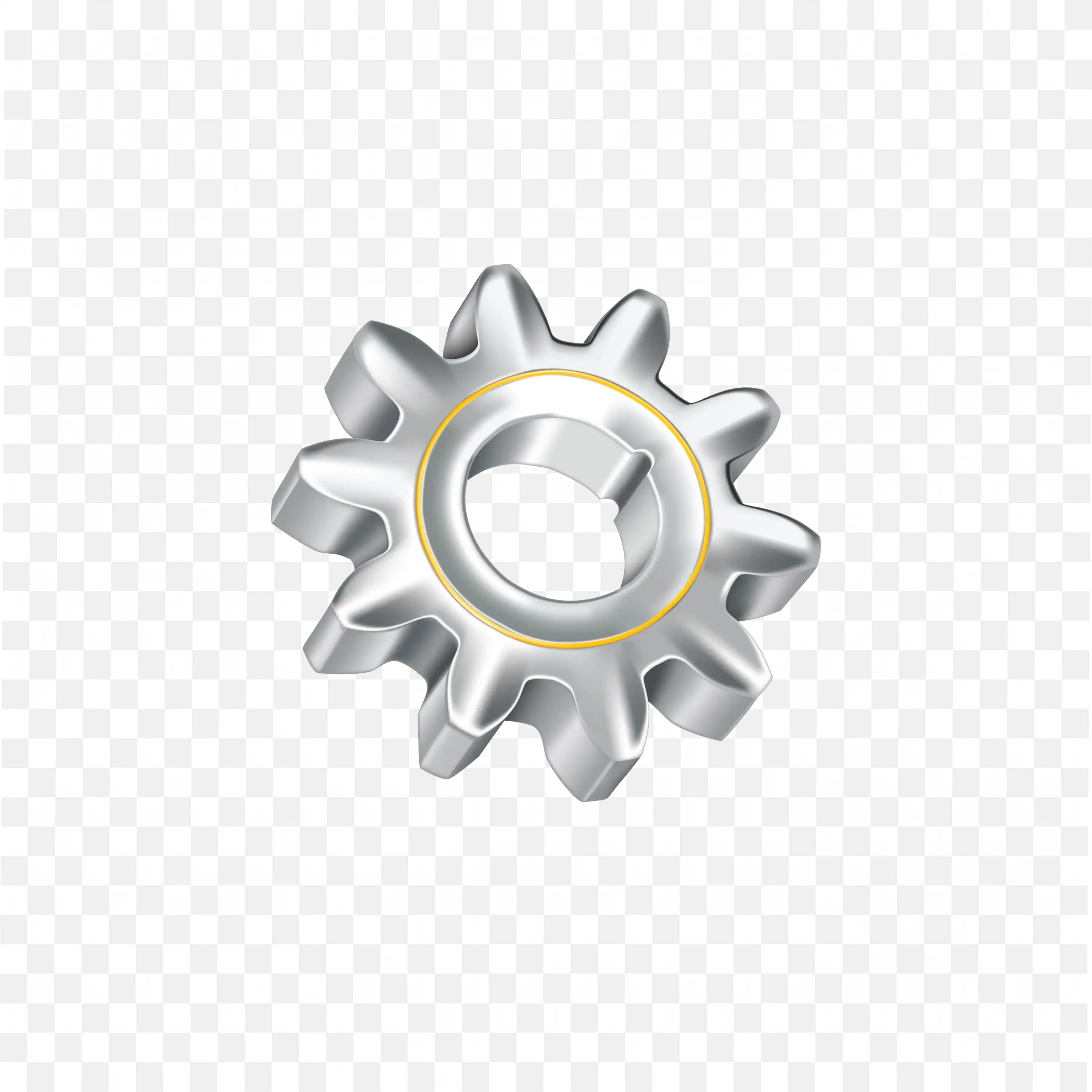 Silver Gear With Yellow Ring Used In Machinery Free Png