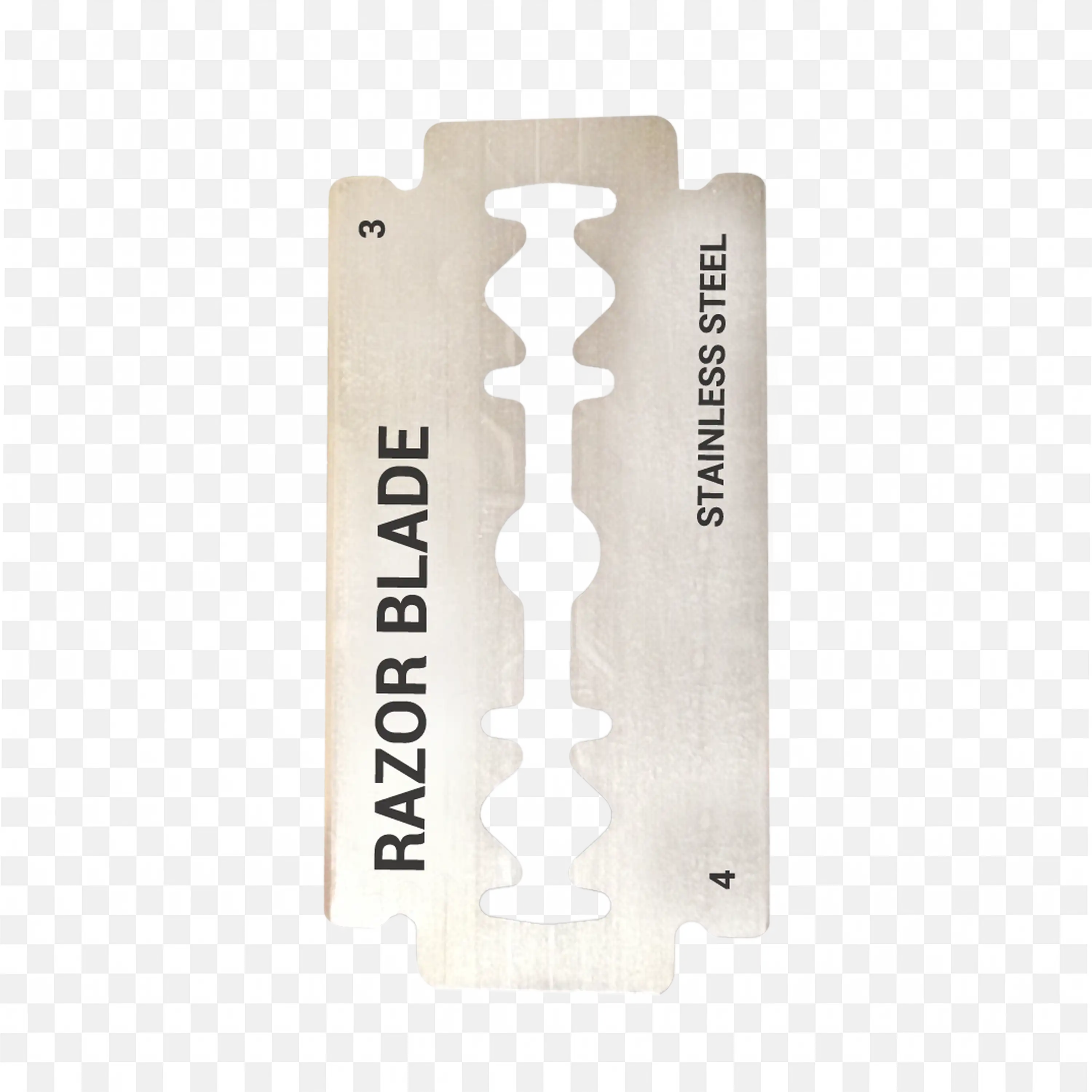 Stainless Steel Razor Blade With Text And Numbers Png Image