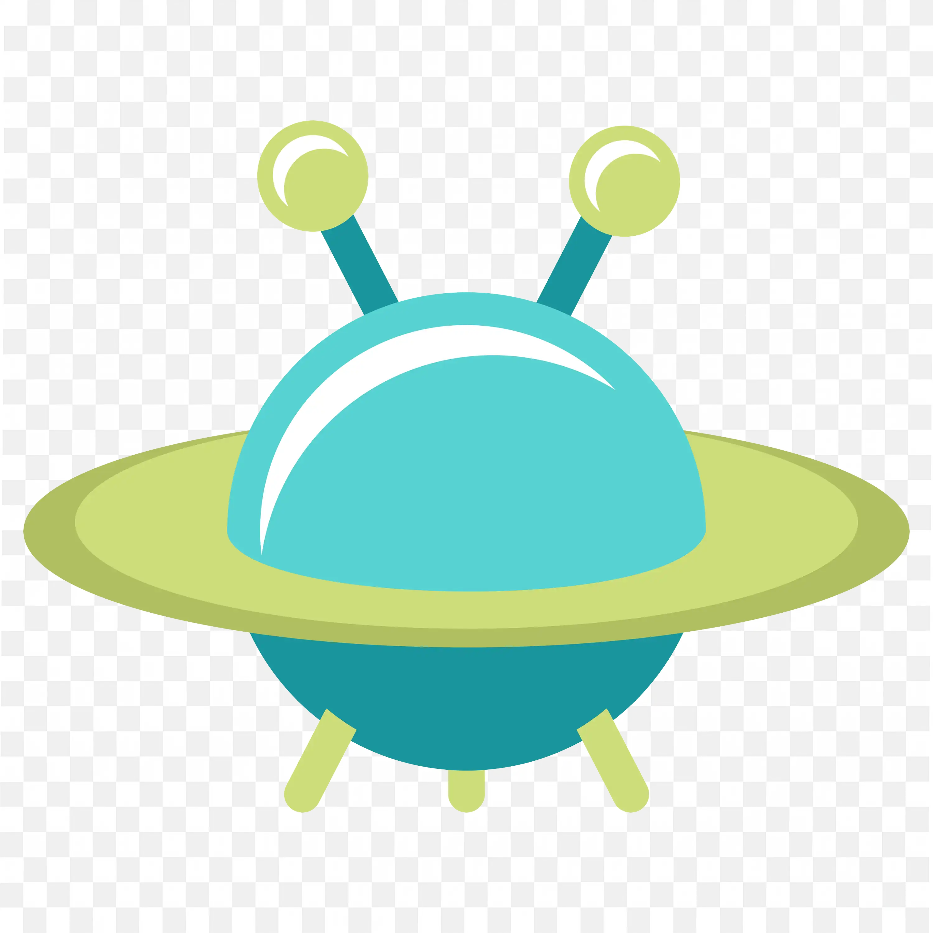 Alien Spaceship With Antennas and Greenish Ring Design PNG