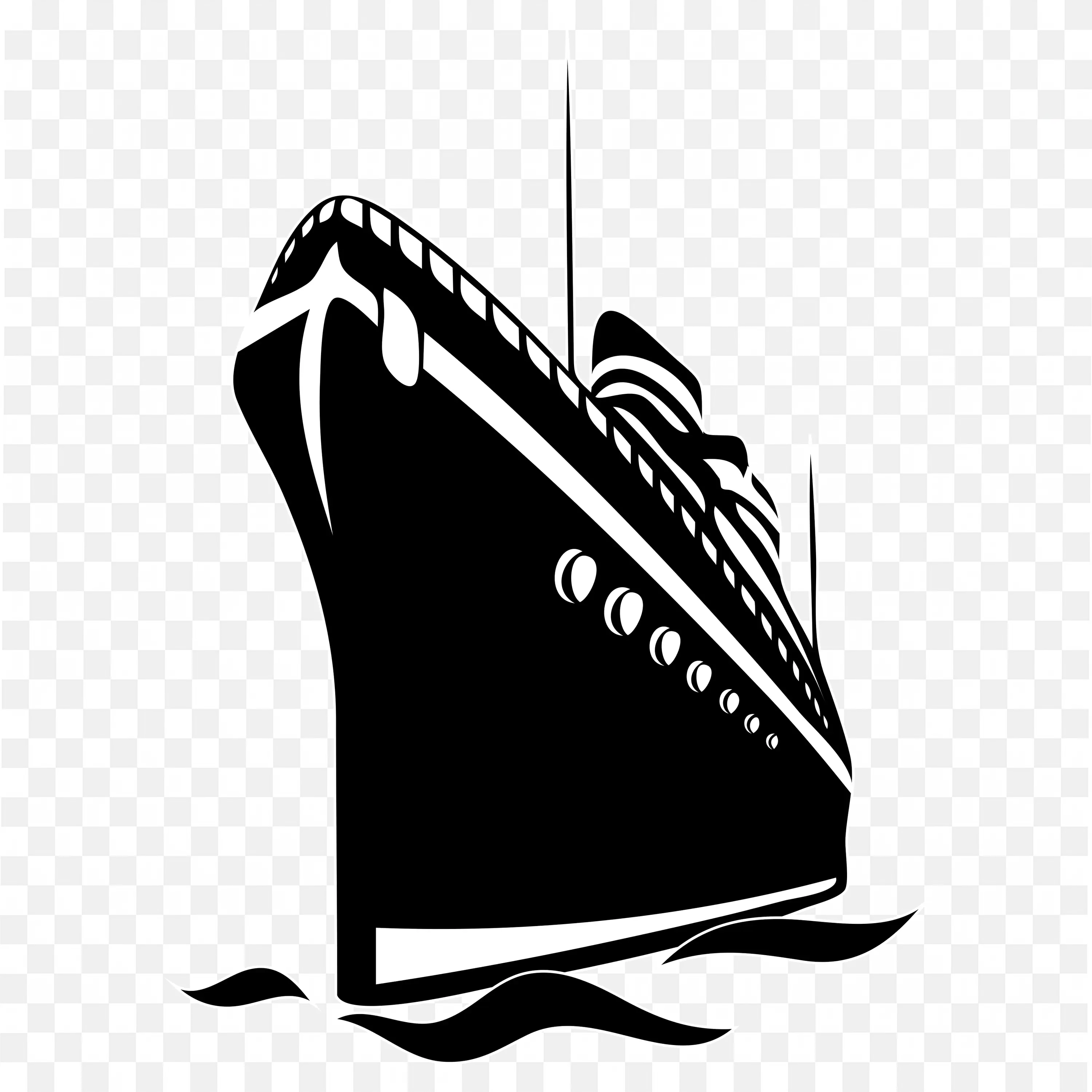 Black and White Cruise Ship Shadow Sailing Through Water