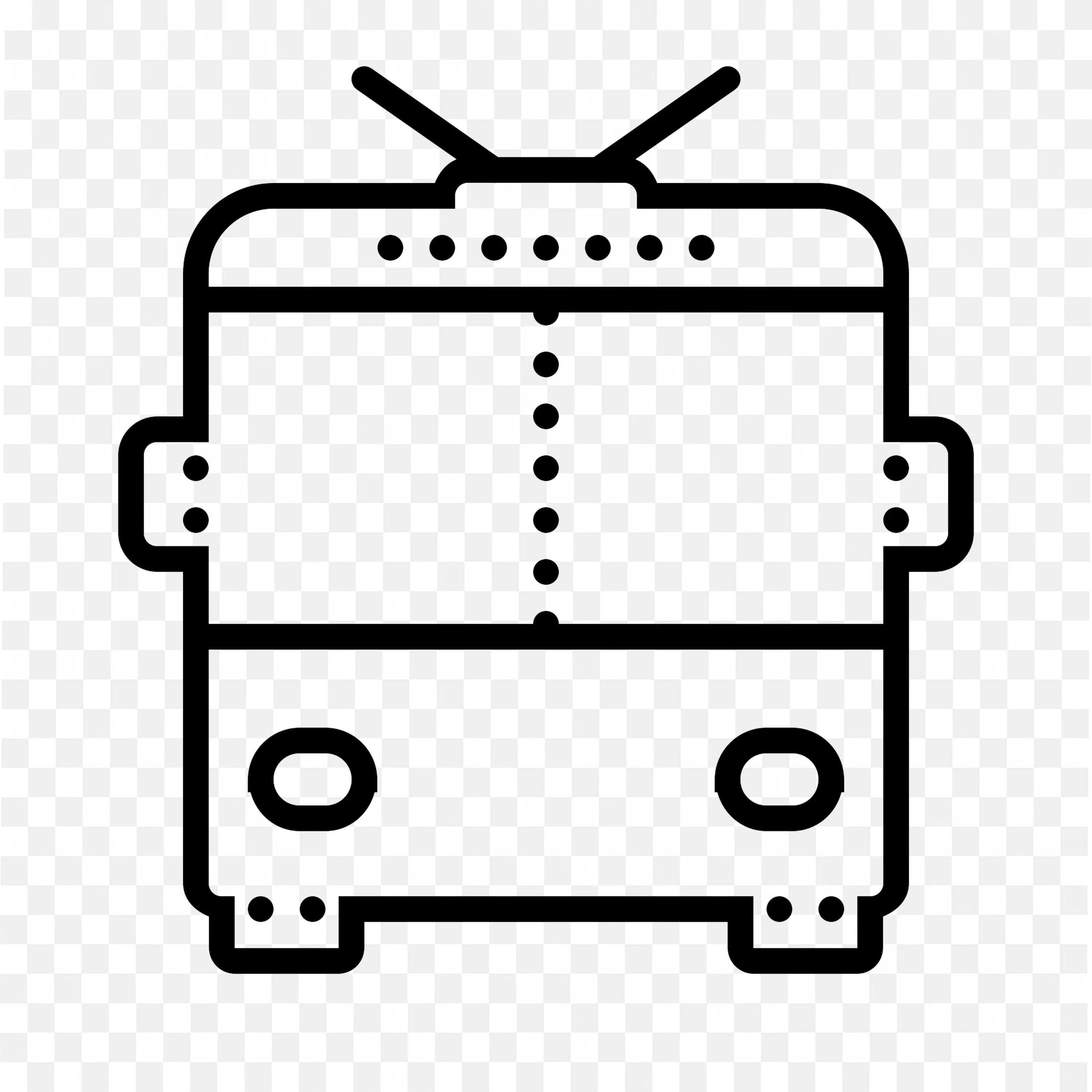 Black and White Dotted Trolleybus Icon with Overhead Wires
