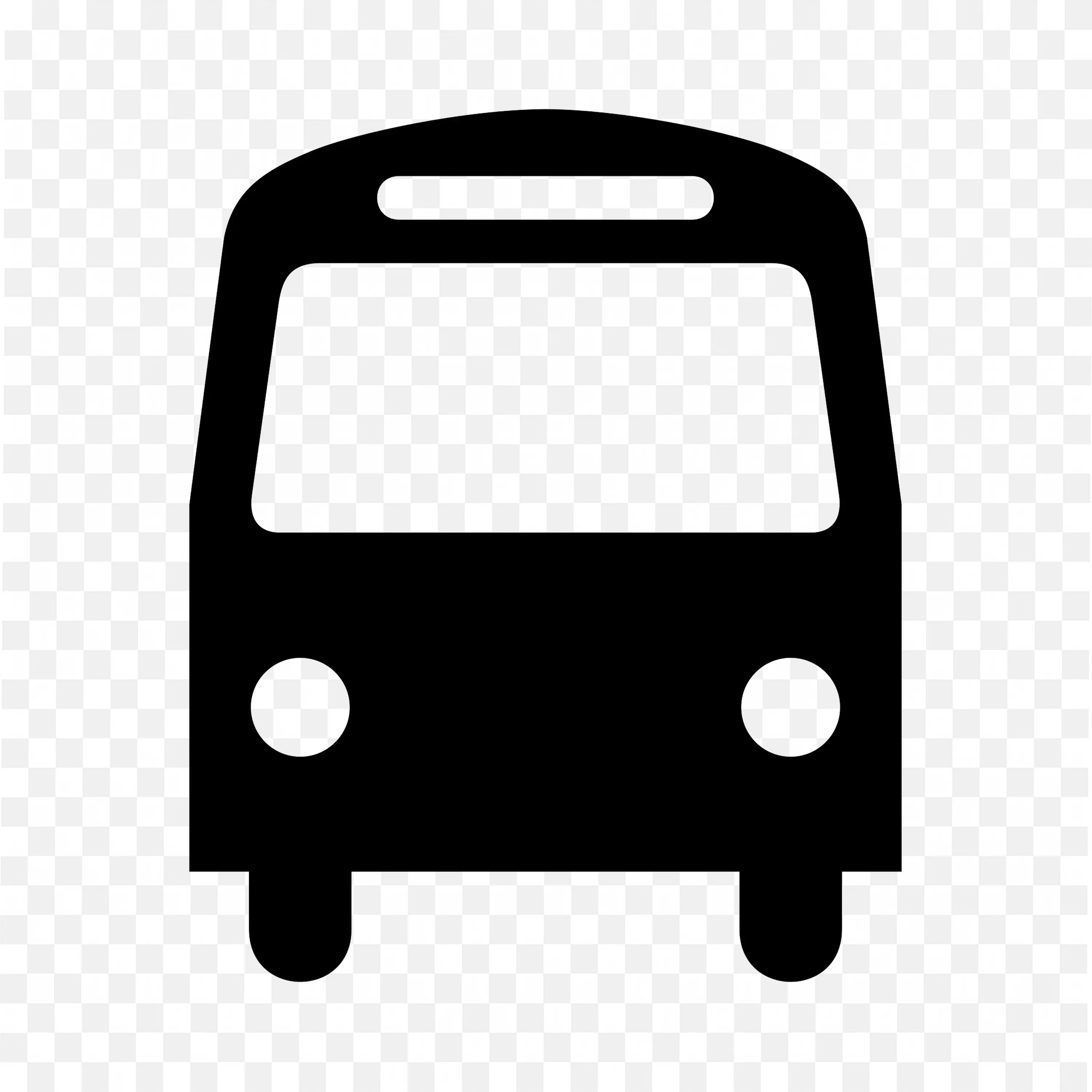 Black Bus Icon Outline with Front Window and Headlights PNG