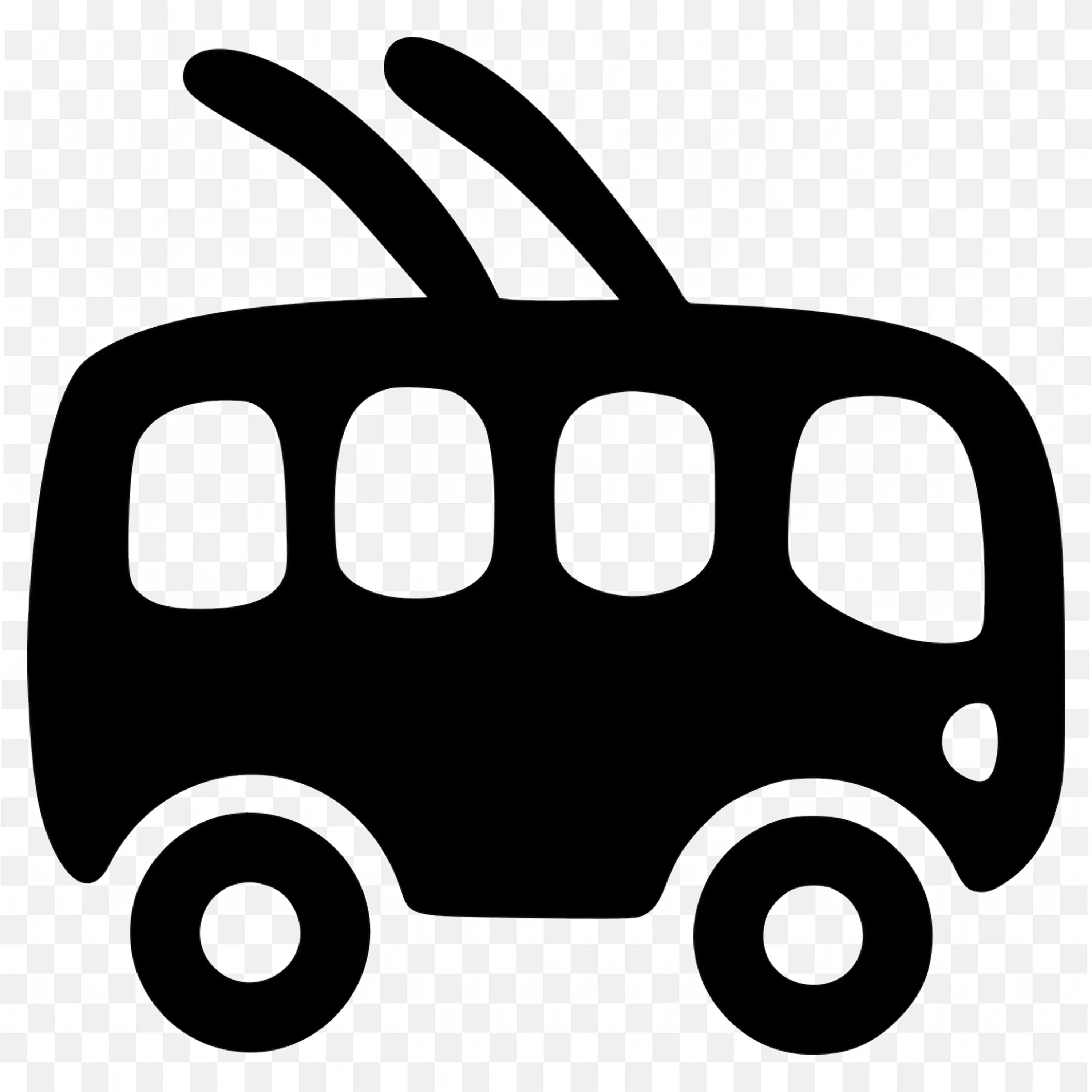 Black Bus Icon with Windows and Curved Roof Free PNG Image
