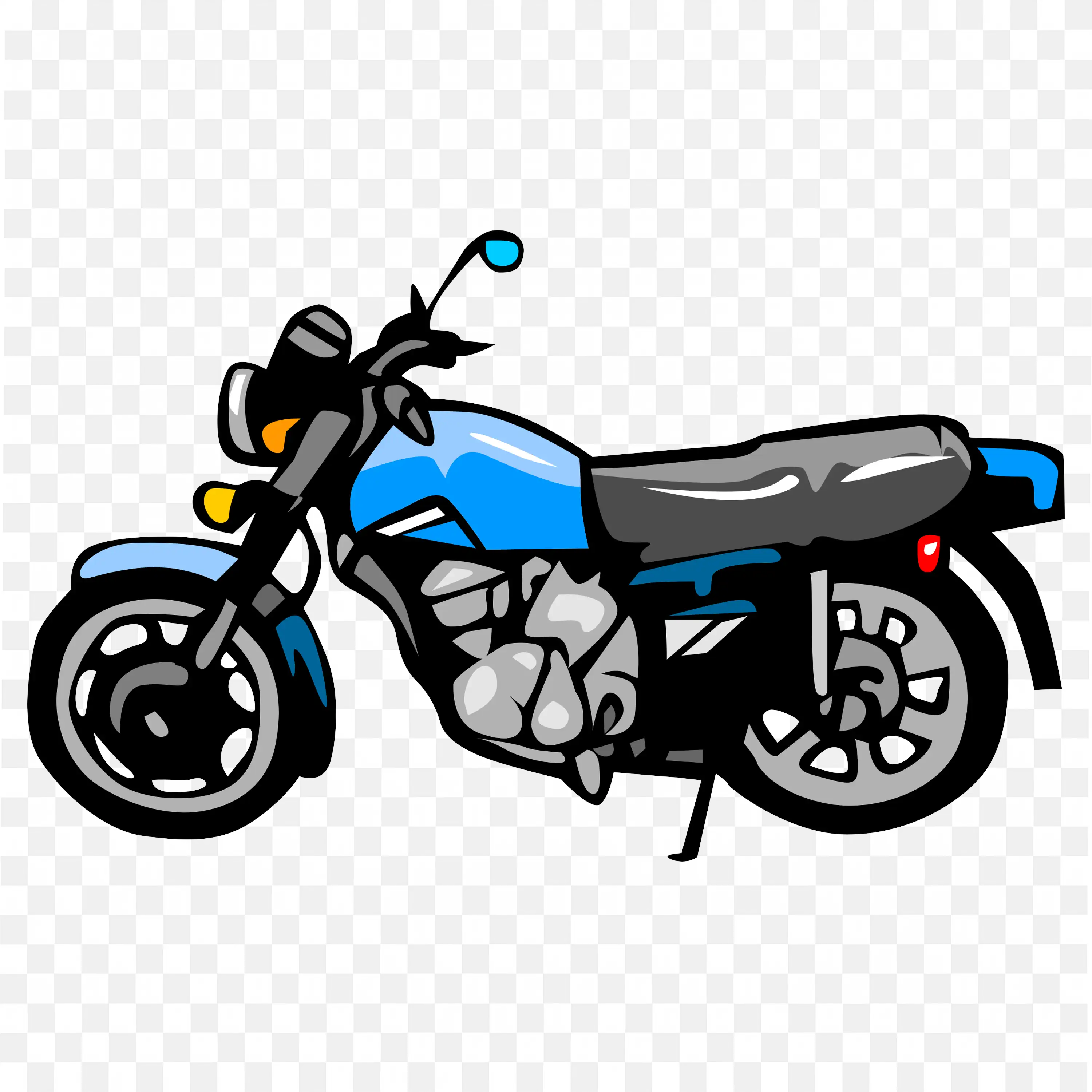 Blue and Black Motorcycle With A Simple Retro Design PNG