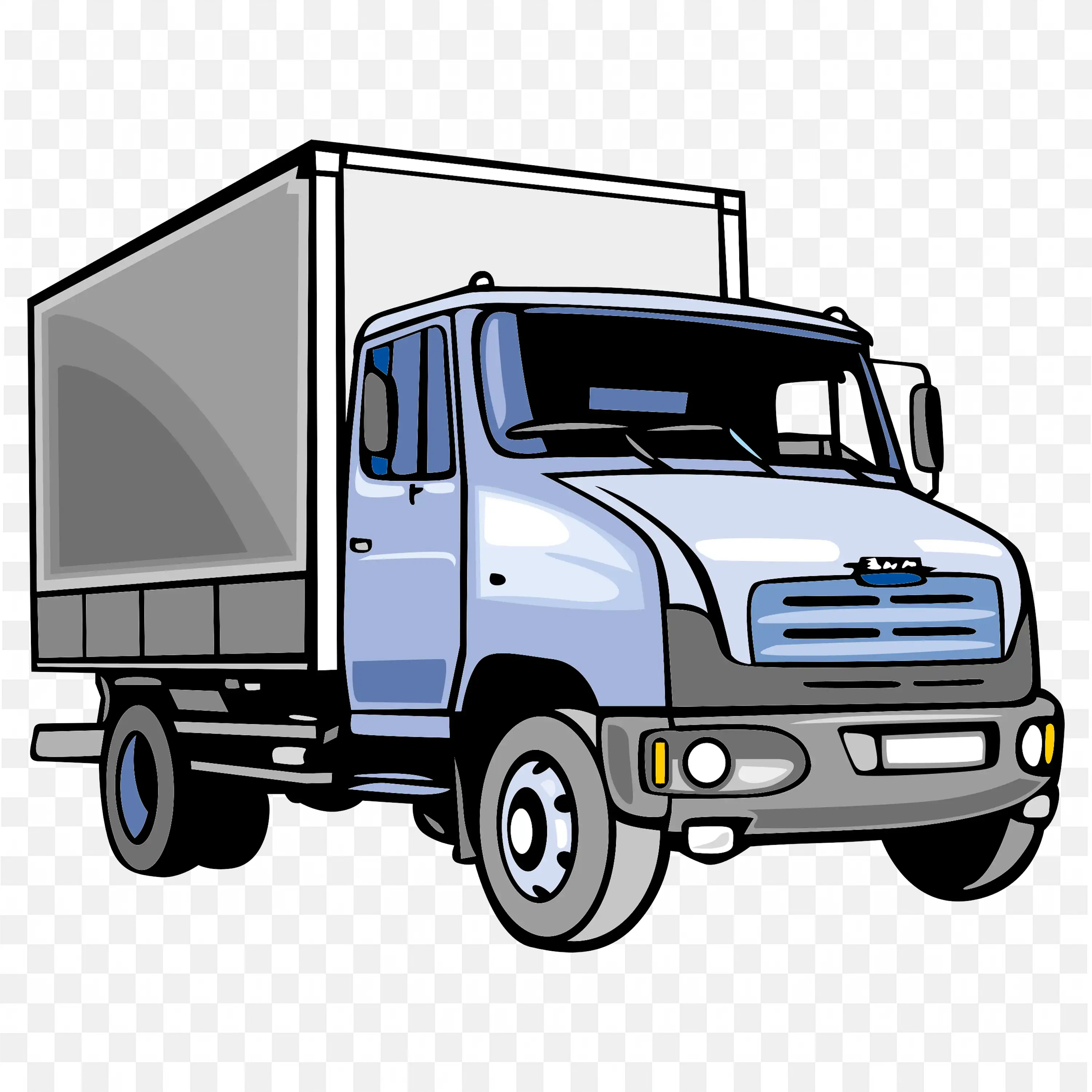 Blue Cargo Truck With Gray Container Free PNG Download