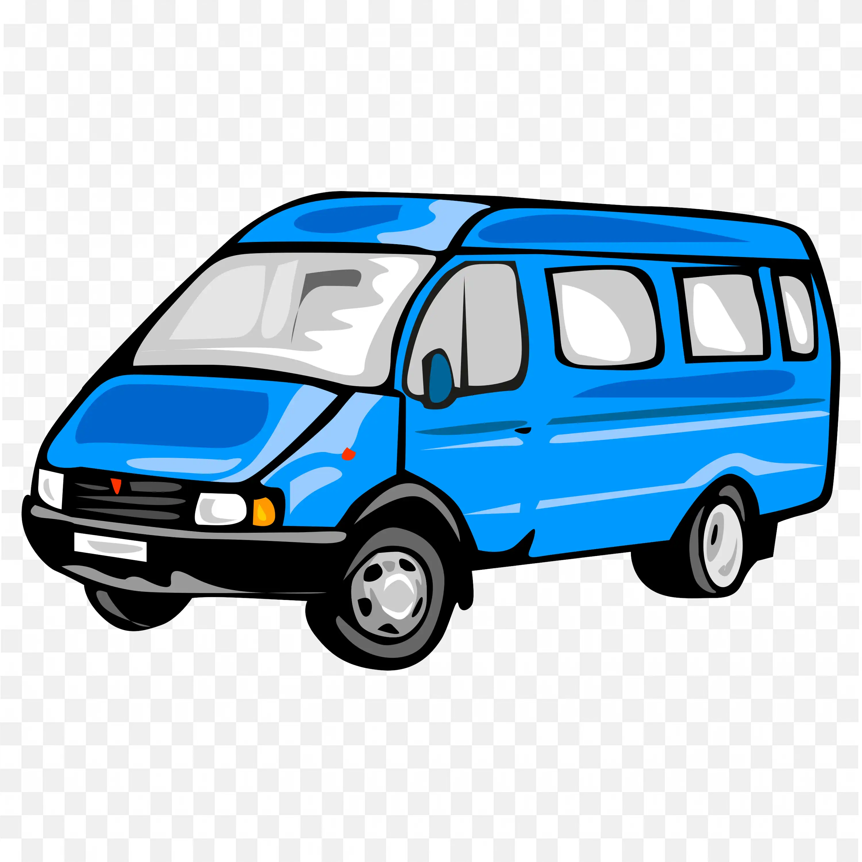 Blue Minivan With Large Windows and Multiple Seats PNG