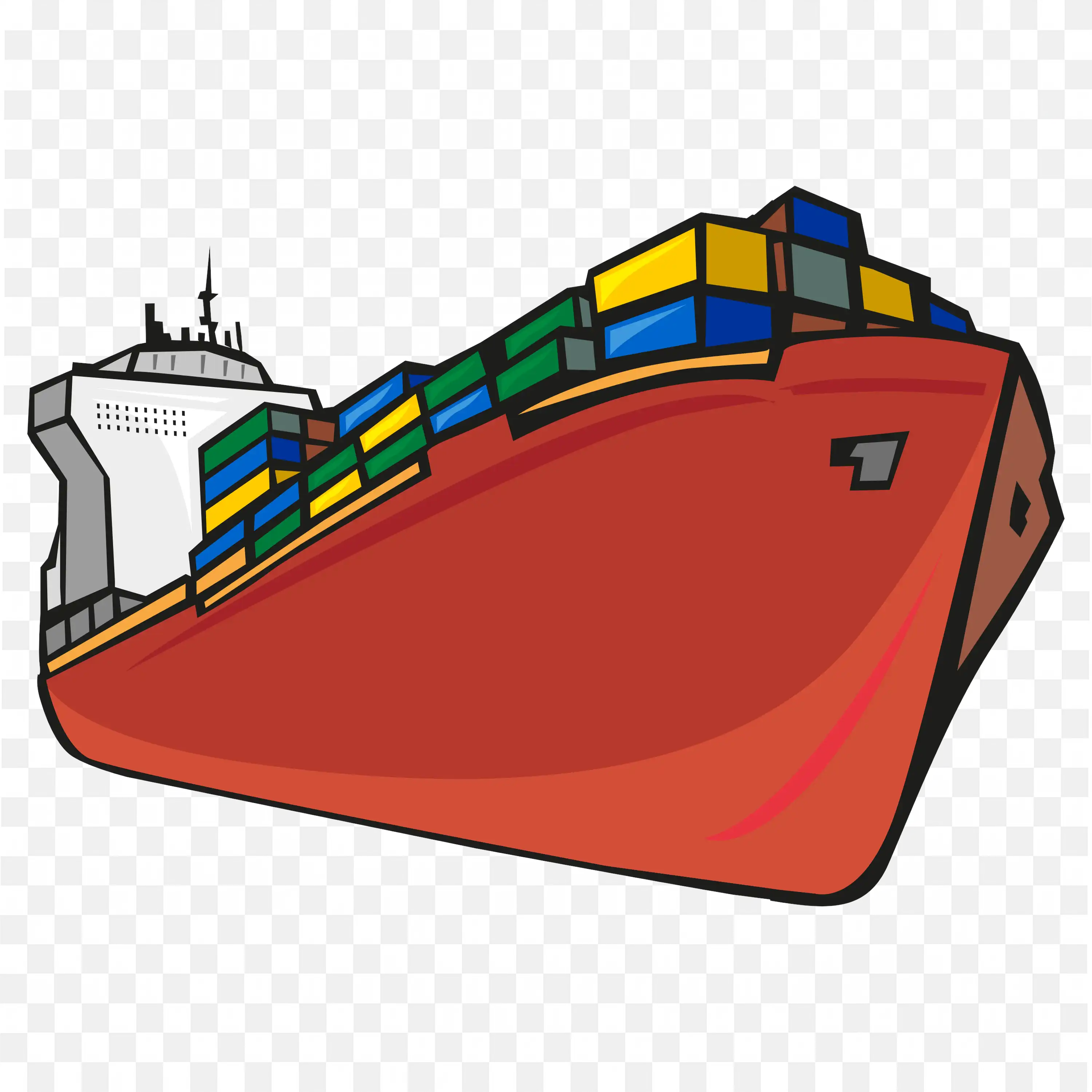 Cargo Container Ship Loaded With Colourful Containers PNG
