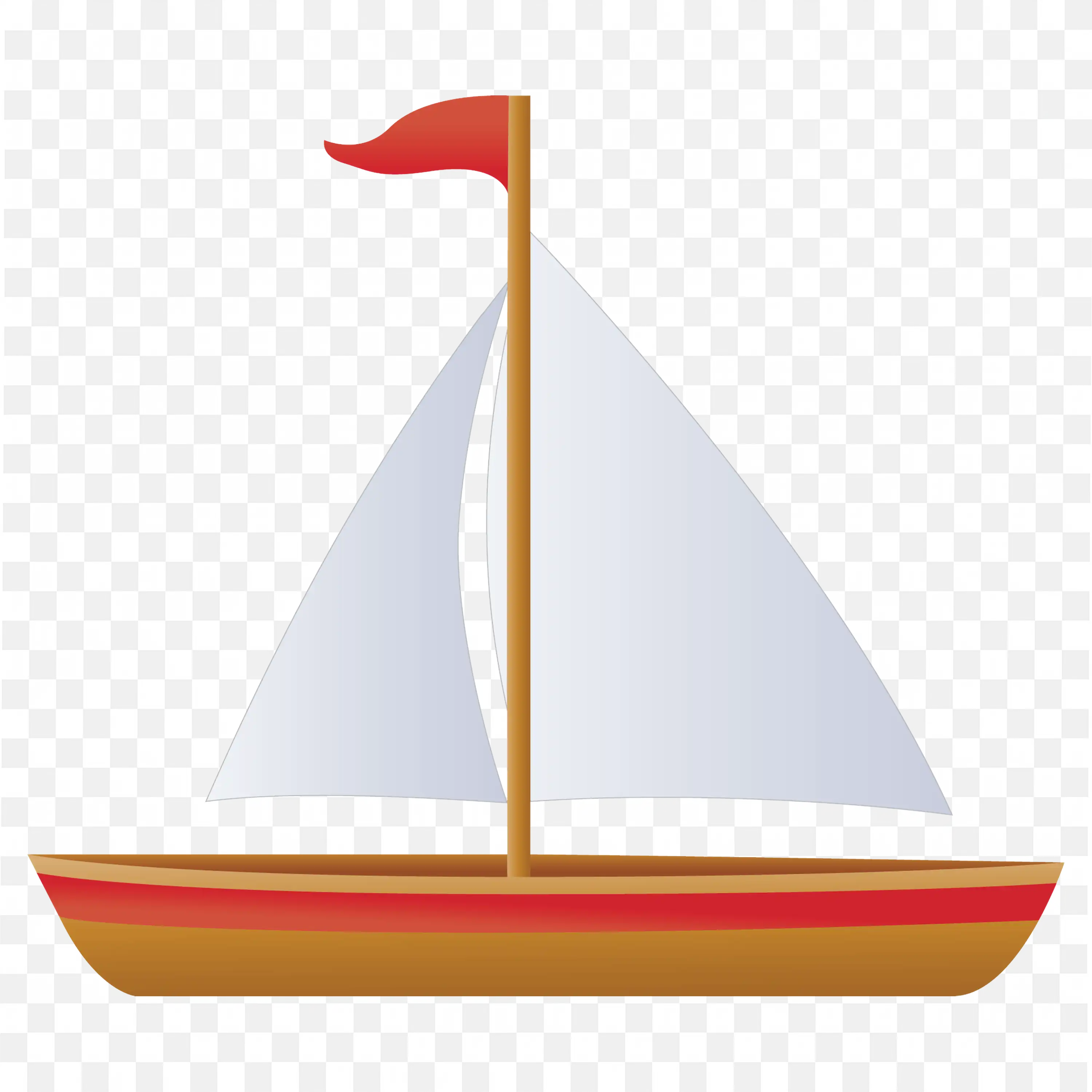 Cartoon Sailboat with Red Base and White Sail PNG Download