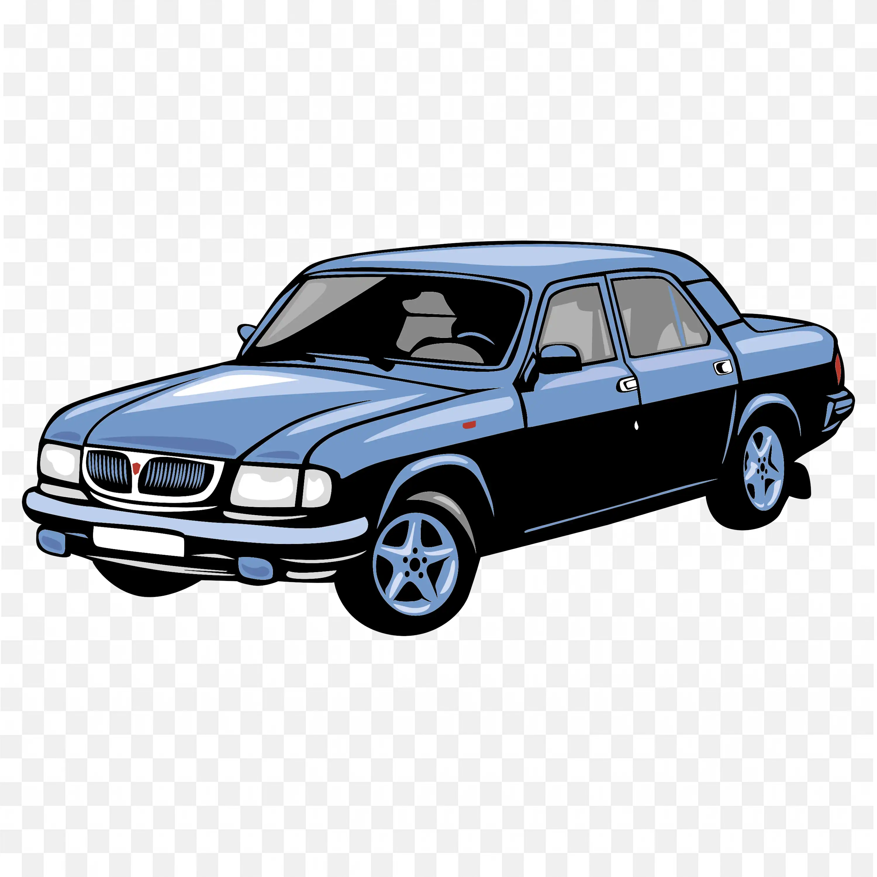 Classic Cartoon Visual of A Blue Luxury Style Sedan PNG