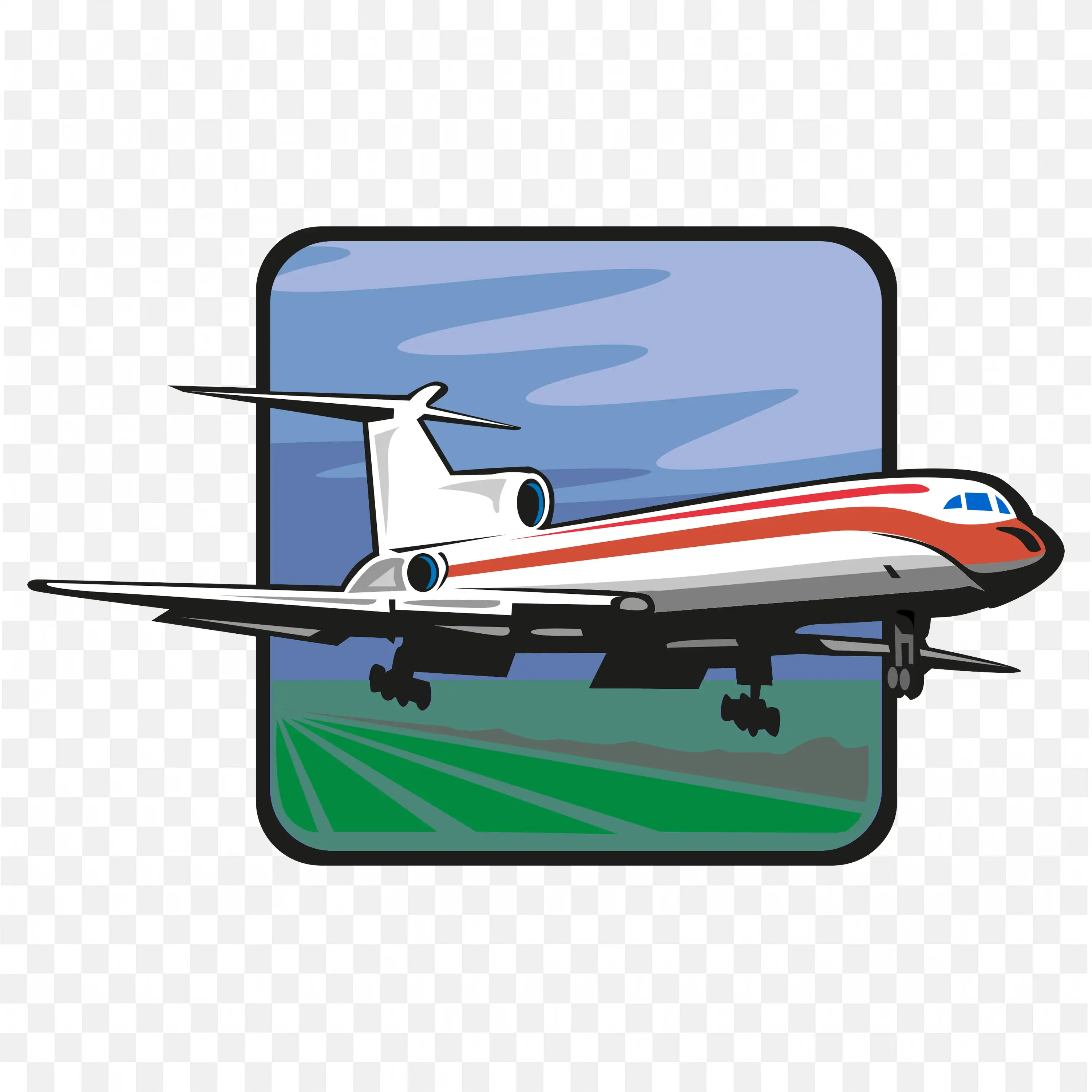 Commercial Jet Airplane Approaching Runway for Landing PNG