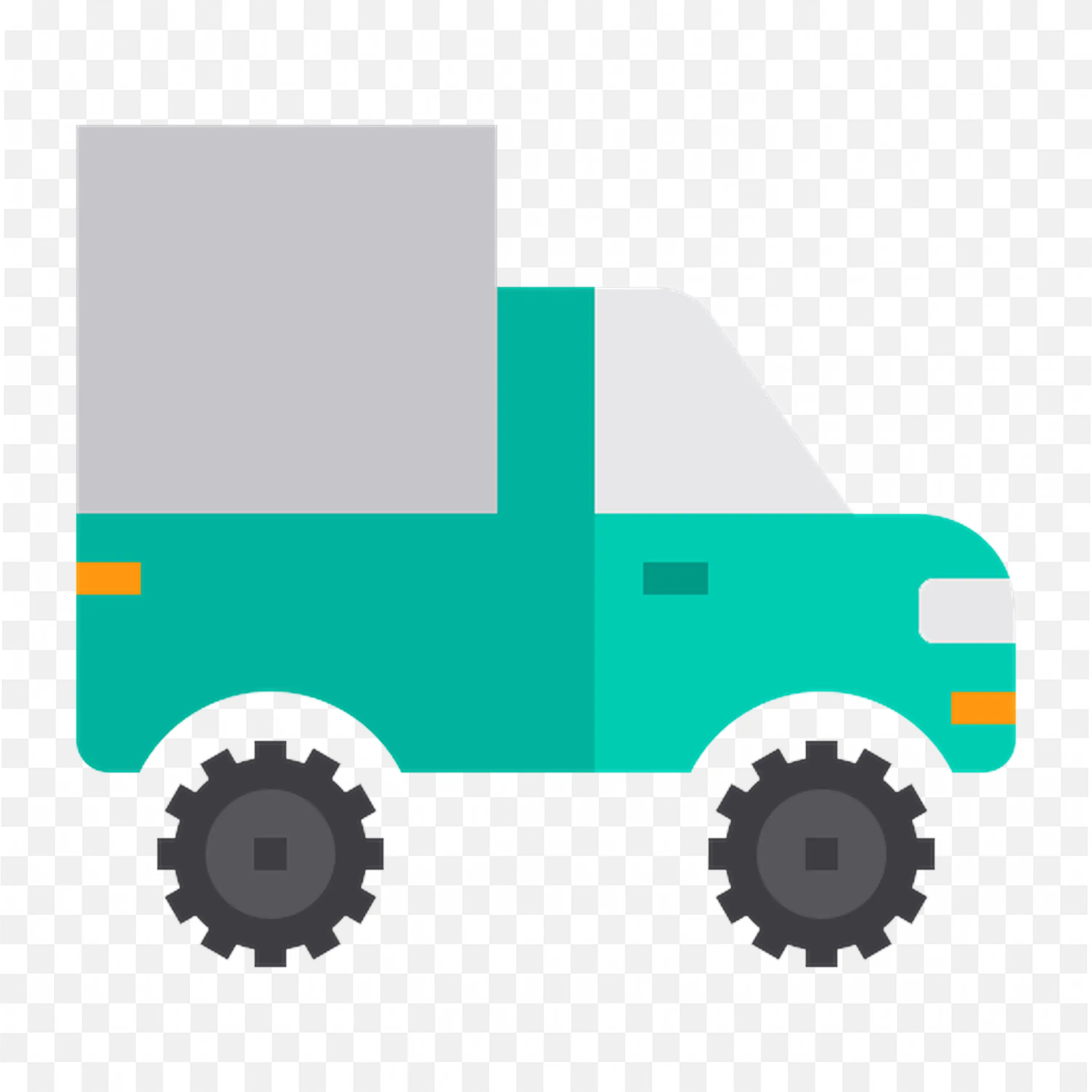 Flat Vector Icon of A Delivery Truck In Side View PNG