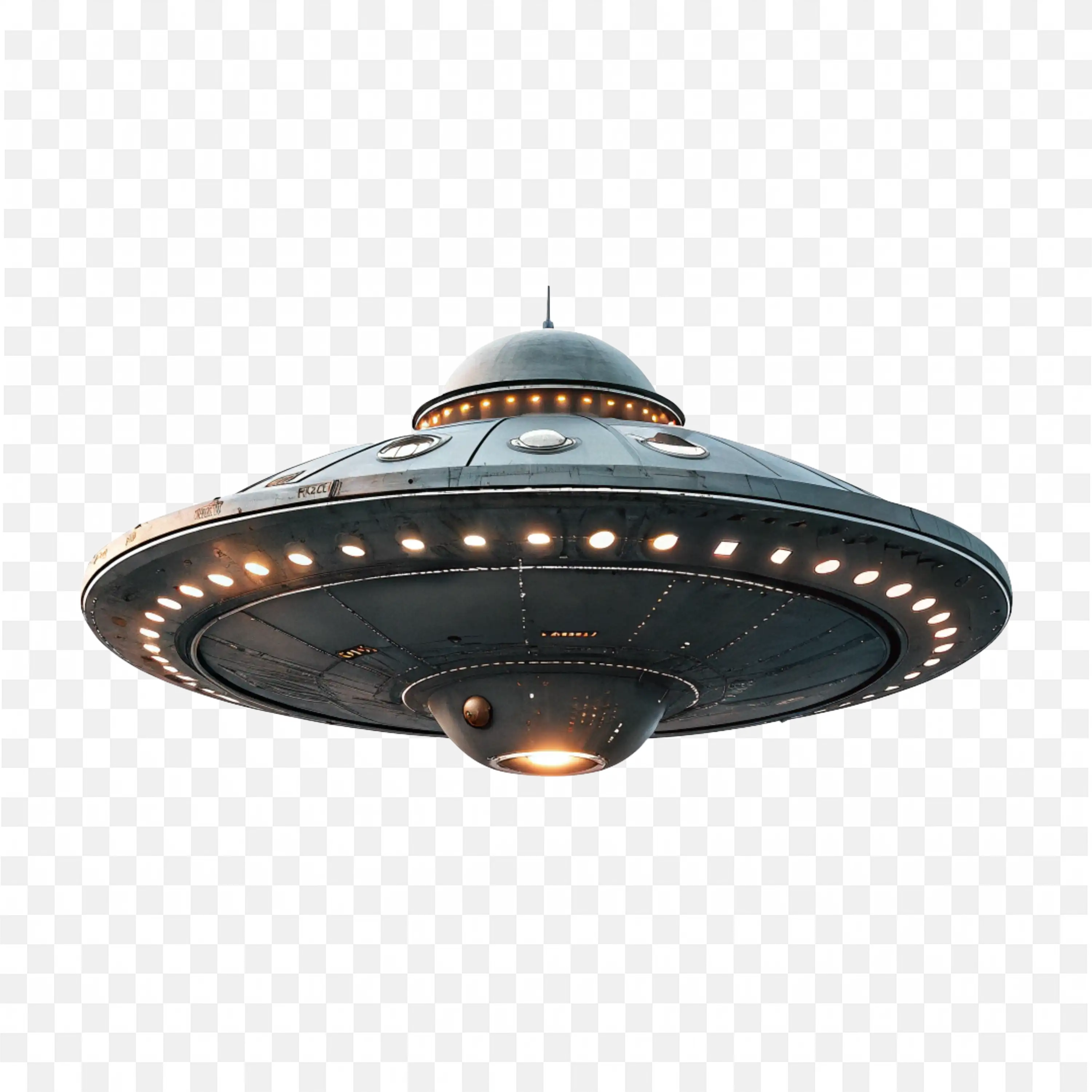 Flying Saucer Ufo with Glowing Lights Below Free PNG Image