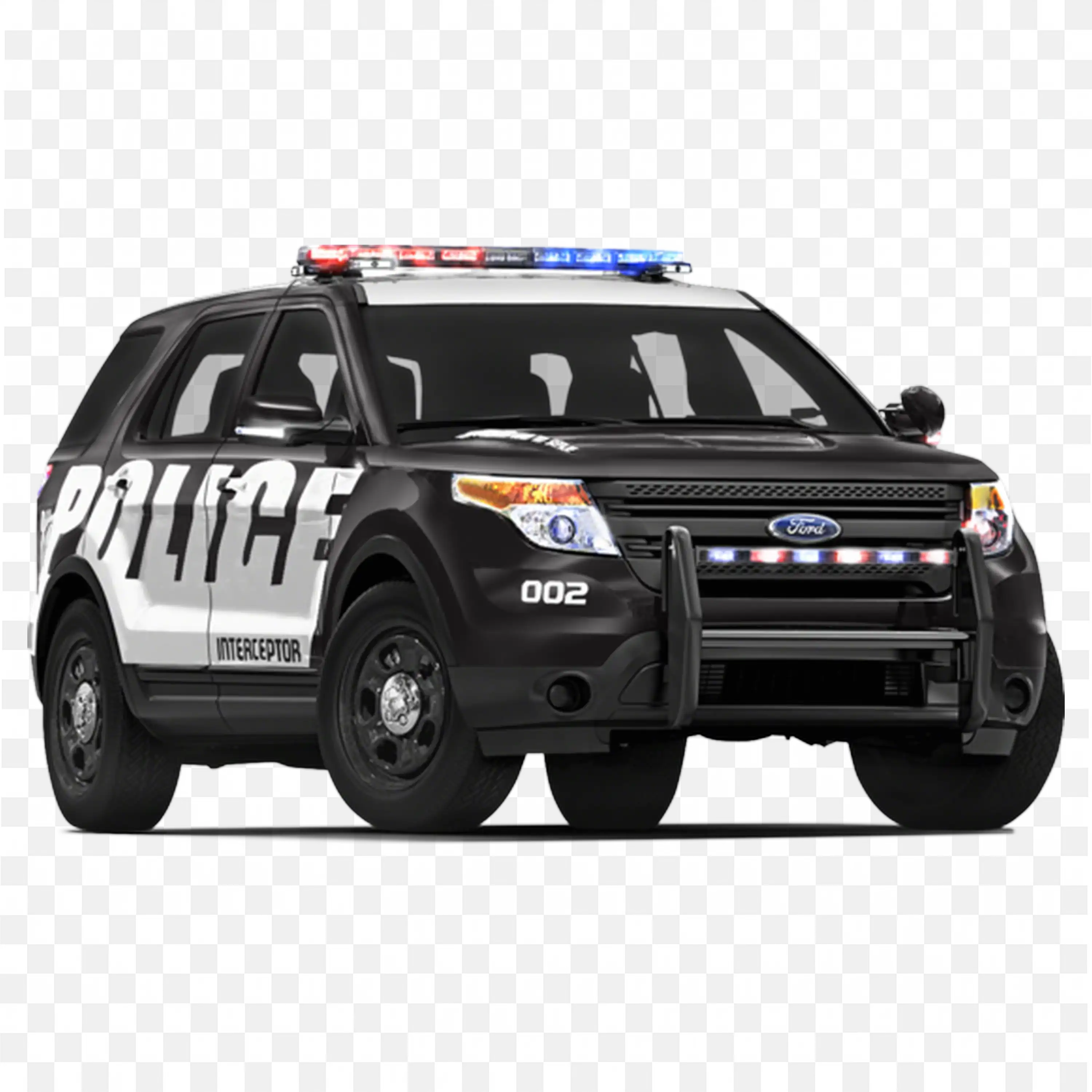 Ford Police Suv Interceptor with Emergency Lights On Top PNG