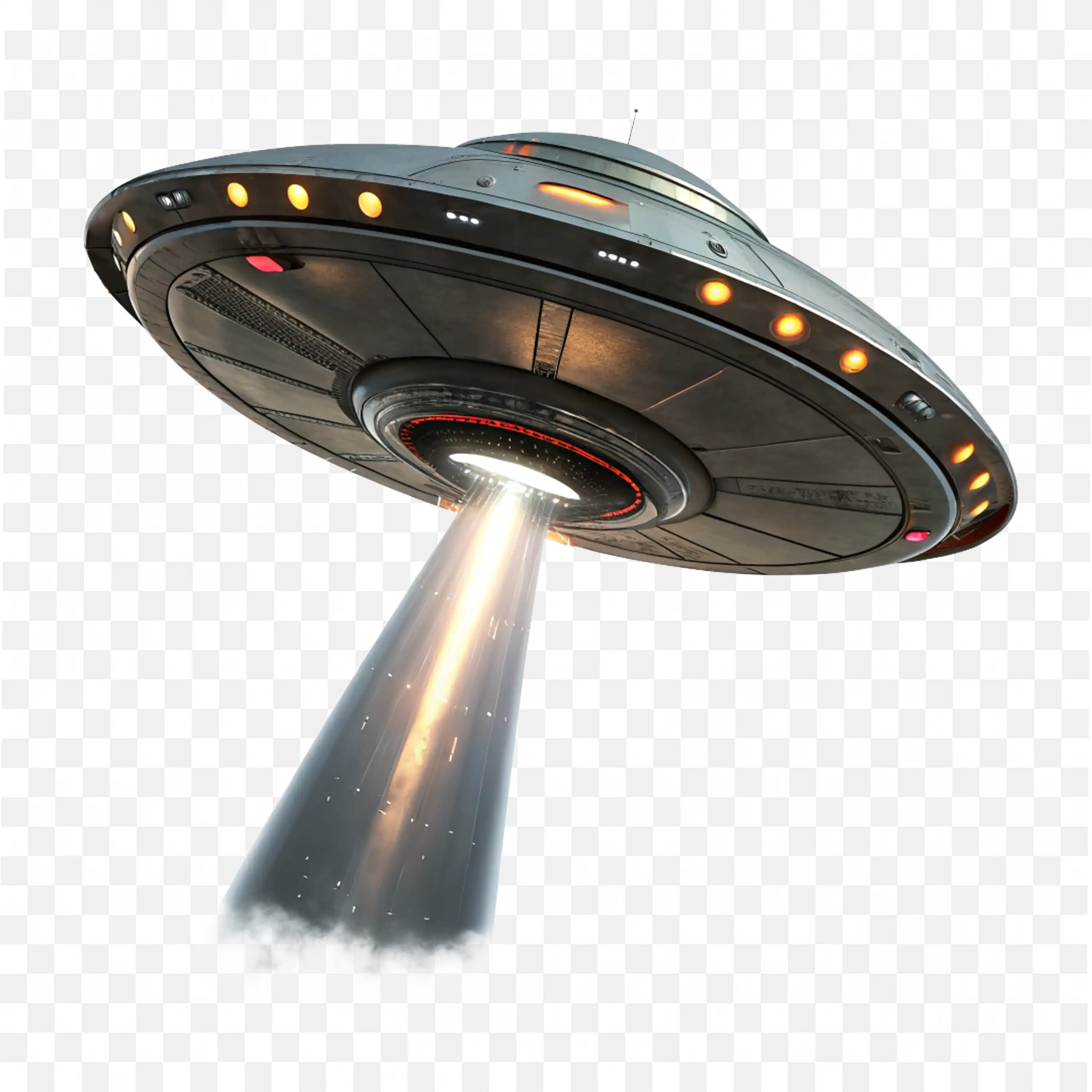 Futuristic Alien Ufo Spacecraft with Glowing Light Beam PNG