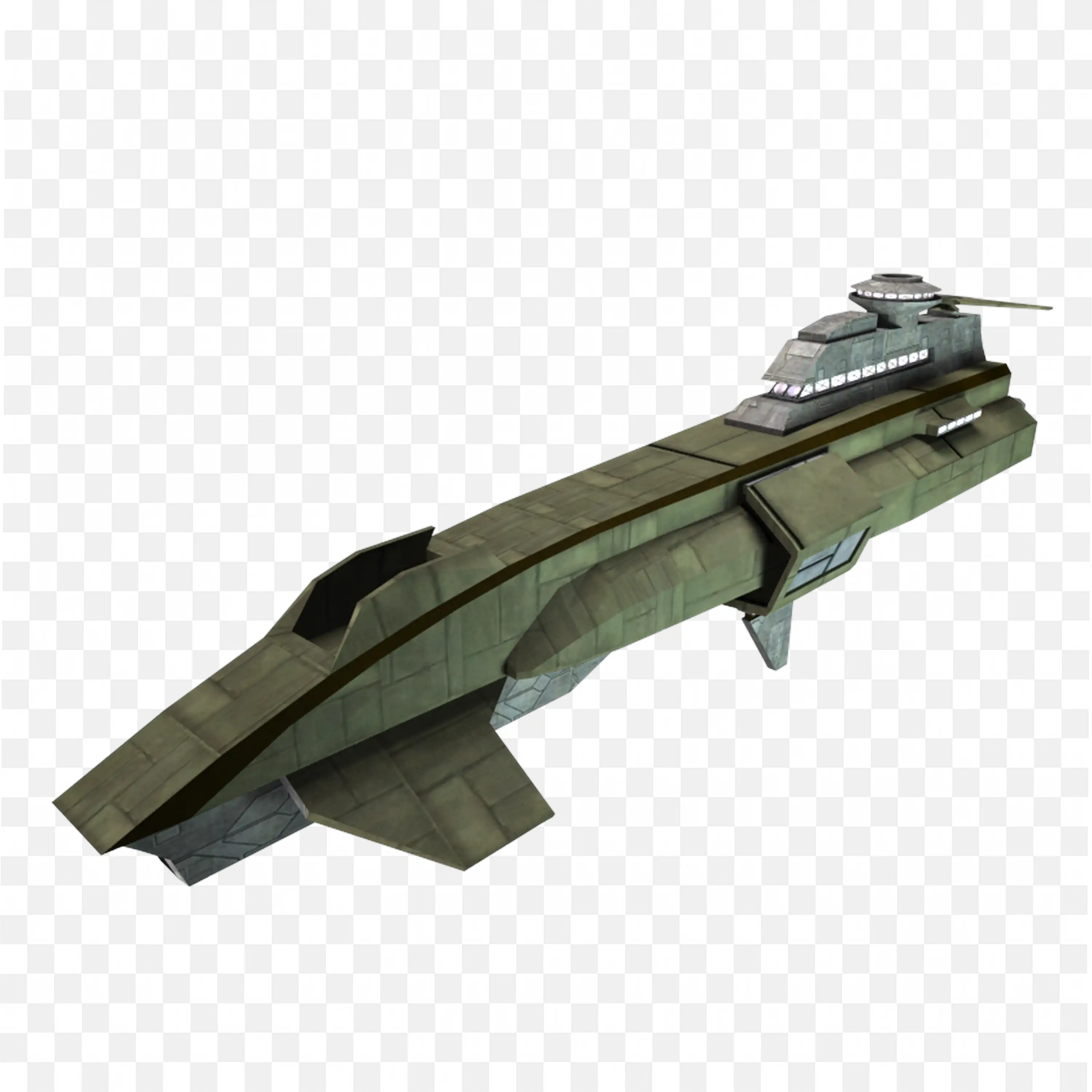 Futuristic Green Military Spaceship Free PNG Download