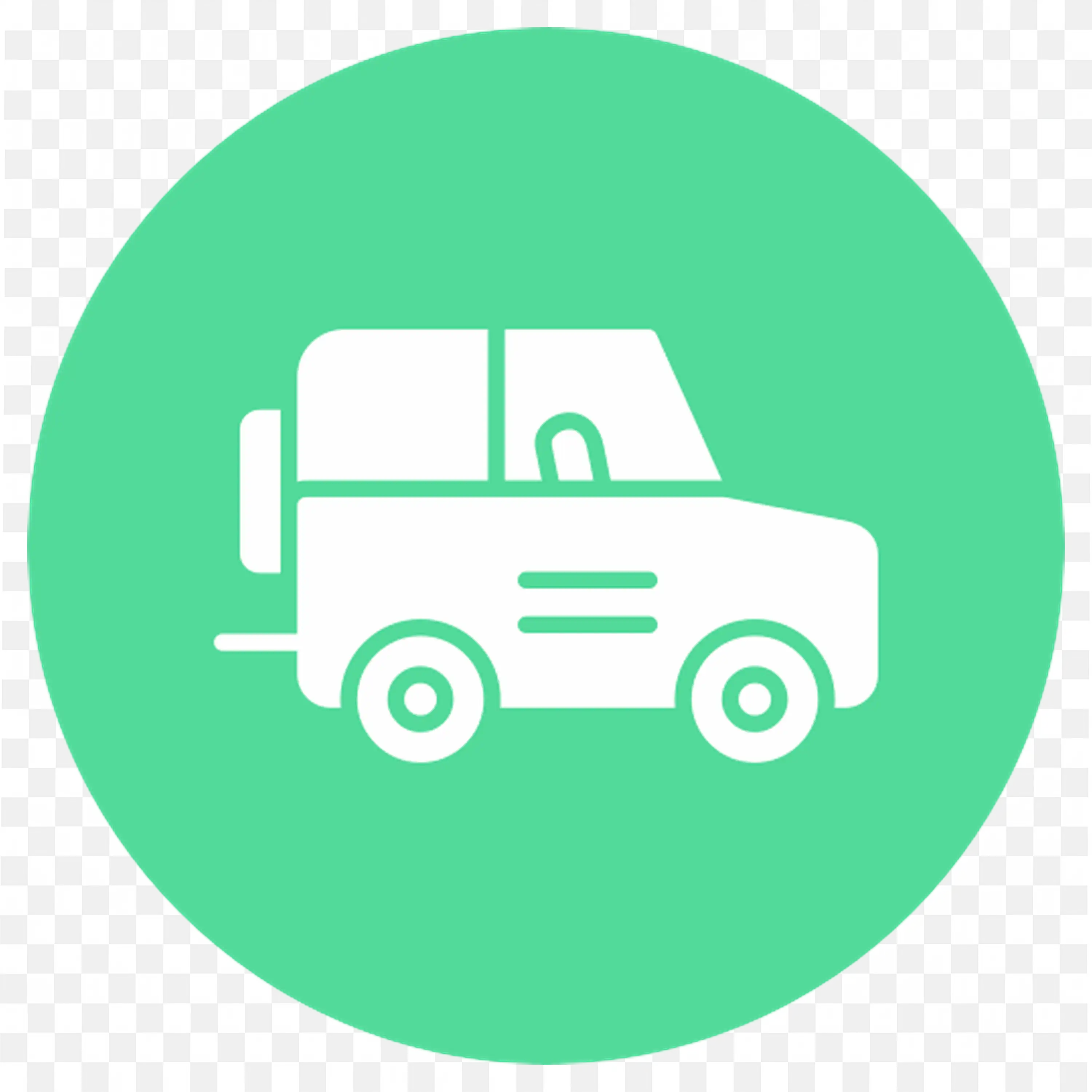 Green Circle With White Pickup Truck At Center PNG Image