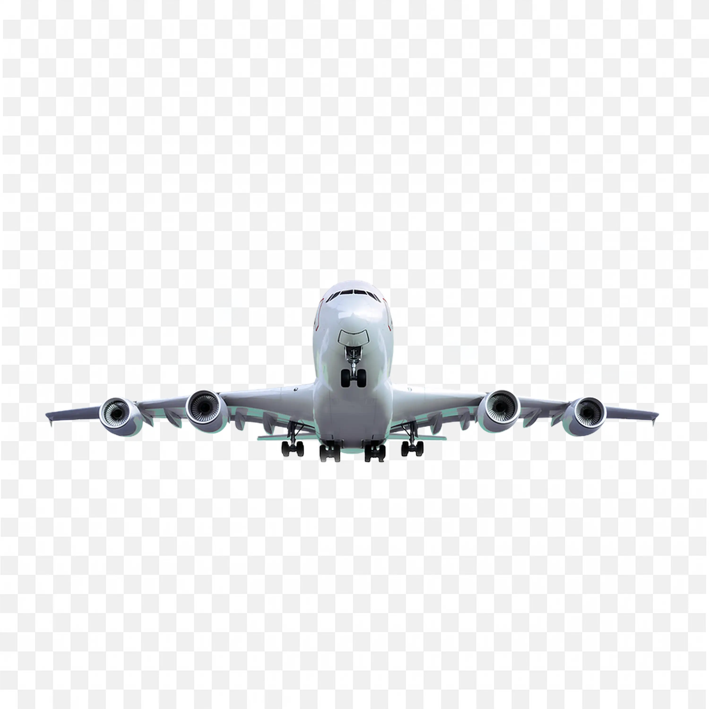 Large Airplane Viewed Head on Preparing for Landing PNG
