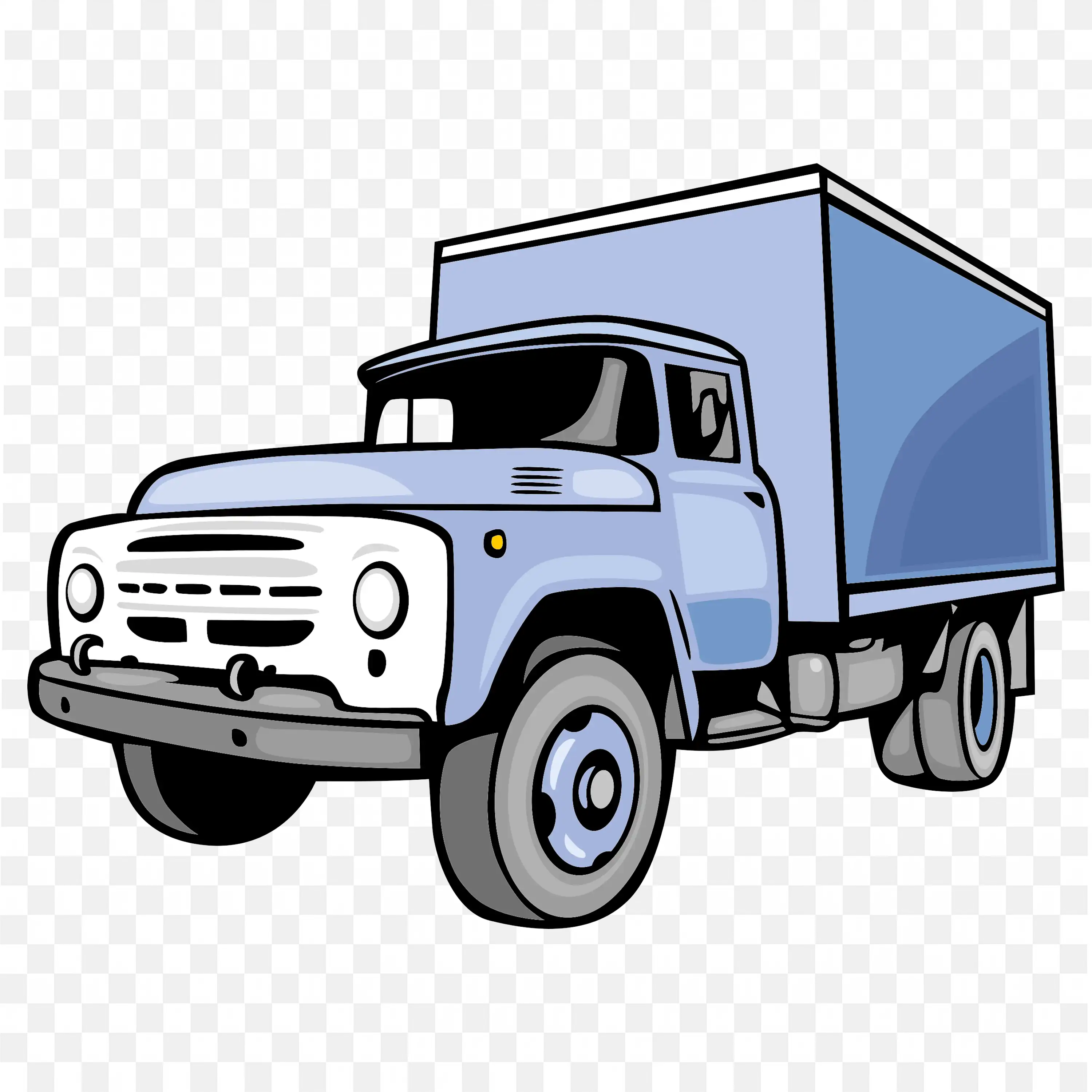 Light Blue Delivery Truck With Box Cargo Container PNG
